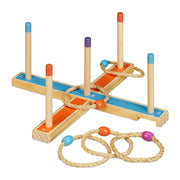 Ringwurfspiel Holz Blau-Hellbraun-Orange von Relaxdays