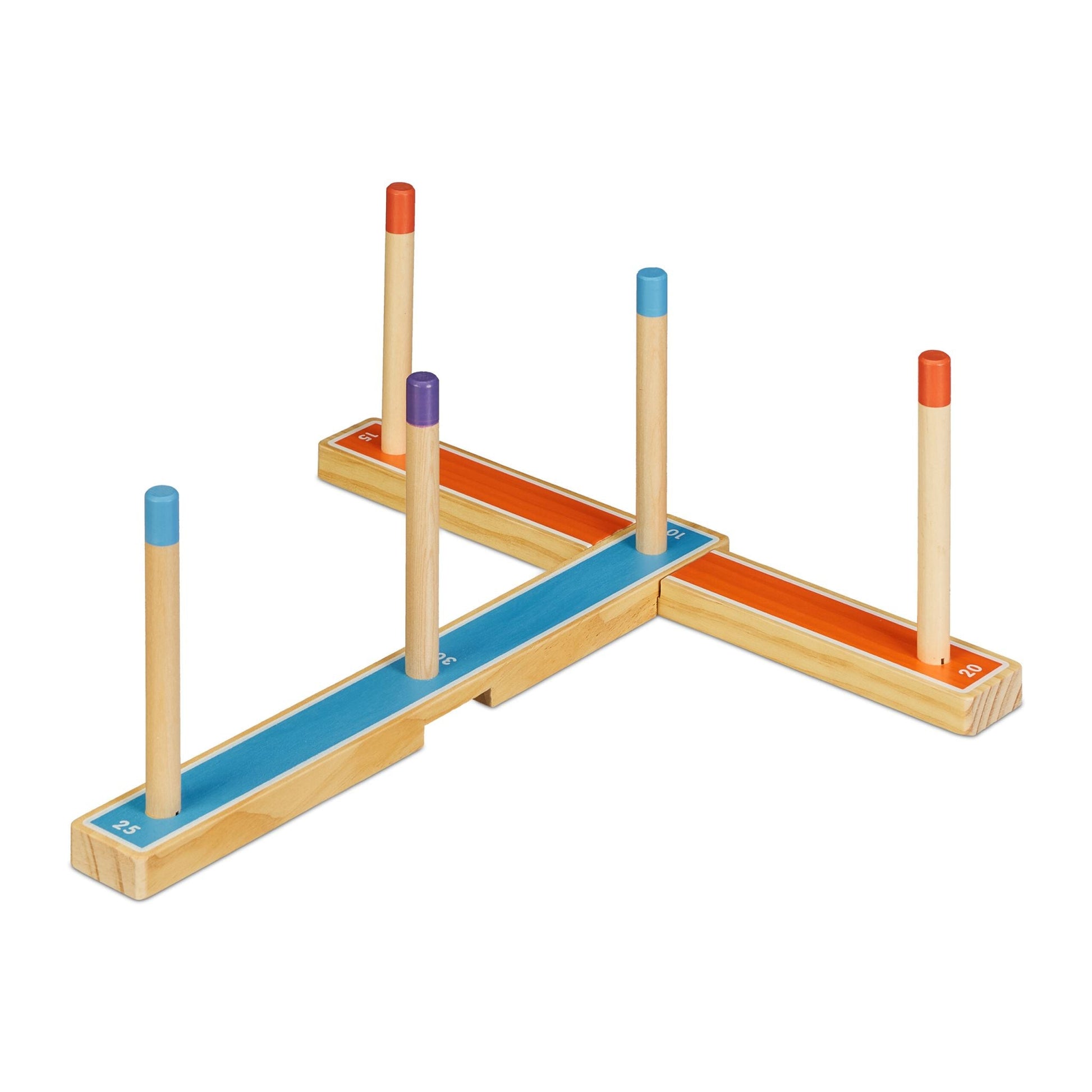 Ringwurfspiel Holz Blau-Hellbraun-Orange von Relaxdays