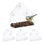 Fenster-Vogelfutterhaus 4er-Set Transparent