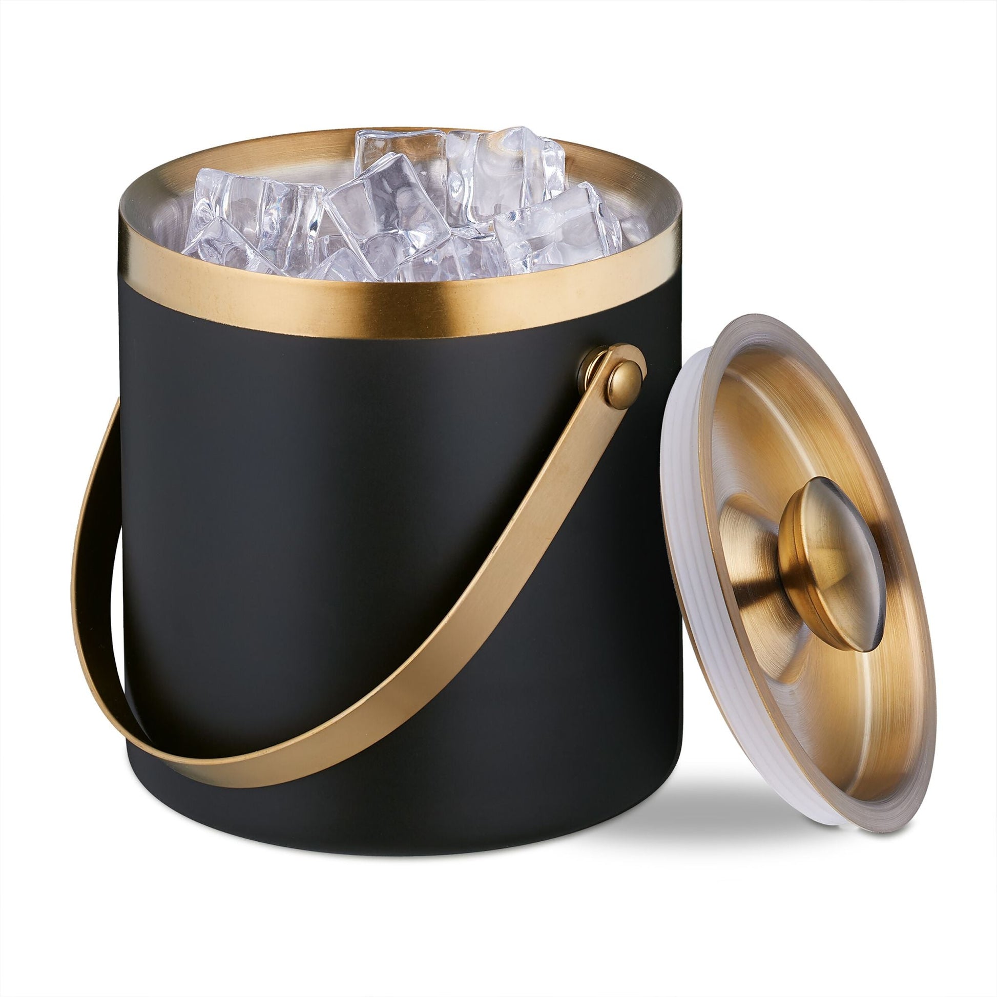 Eiswürfelbehälter mit Deckel Gold-Schwarz von Relaxdays