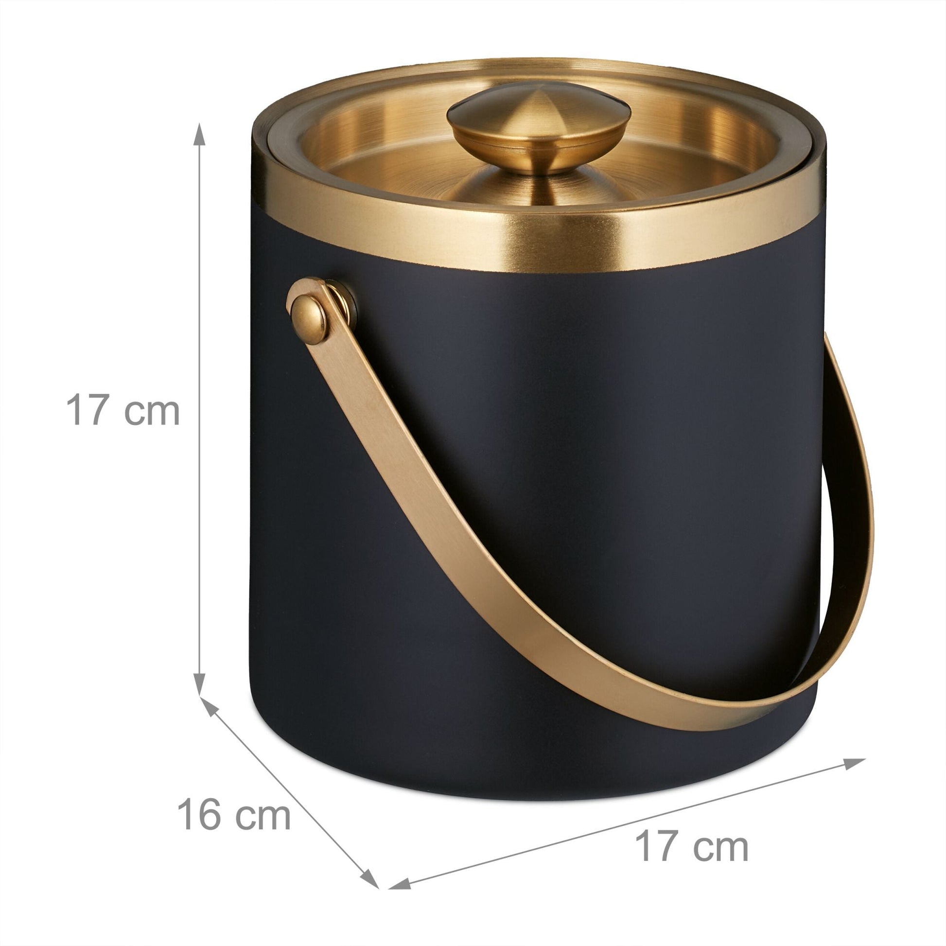 Eiswürfelbehälter mit Deckel Gold-Schwarz von Relaxdays