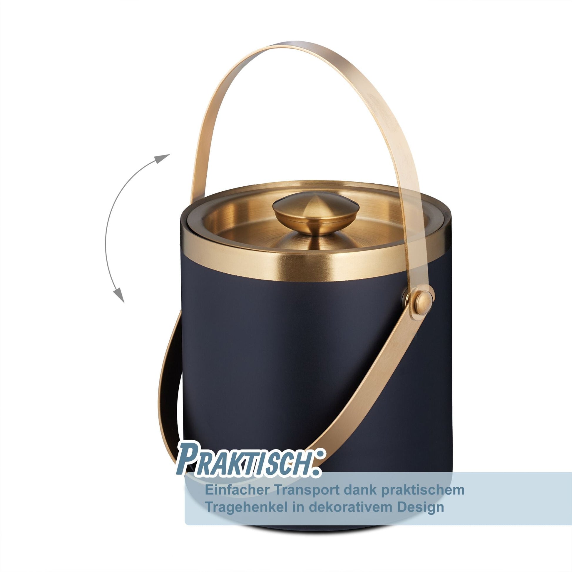 Eiswürfelbehälter mit Deckel Gold-Schwarz von Relaxdays