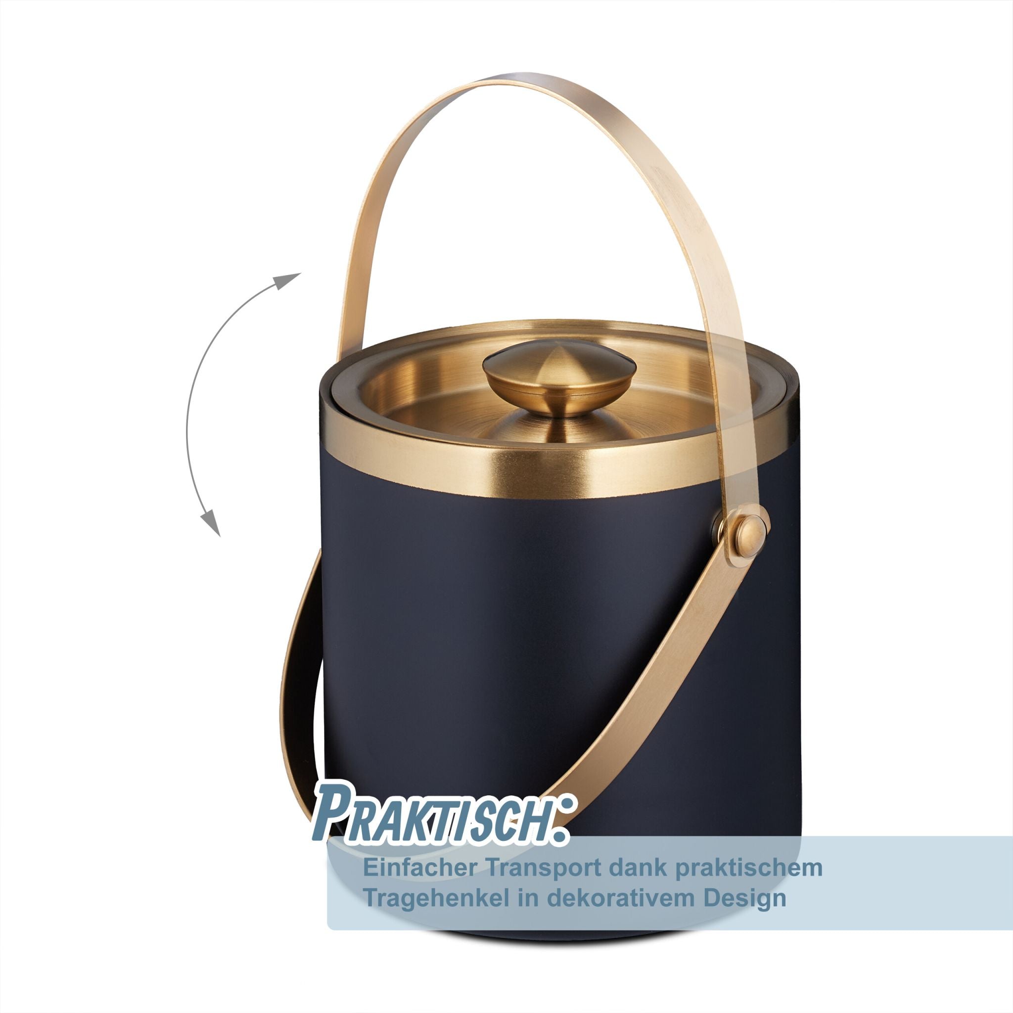 Eiswürfelbehälter mit Deckel Gold-Schwarz von Relaxdays