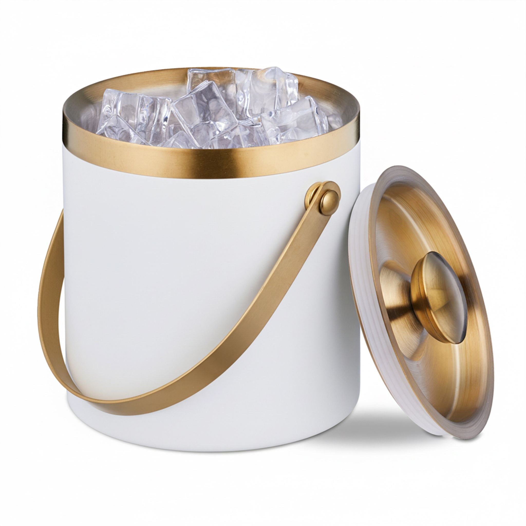 Eiswürfelbehälter mit Deckel Weiss-Gold von Relaxdays