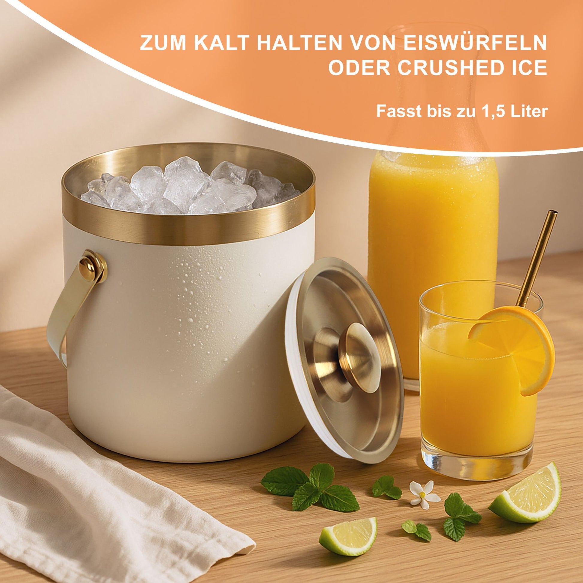 Eiswürfelbehälter mit Deckel Weiss-Gold von Relaxdays