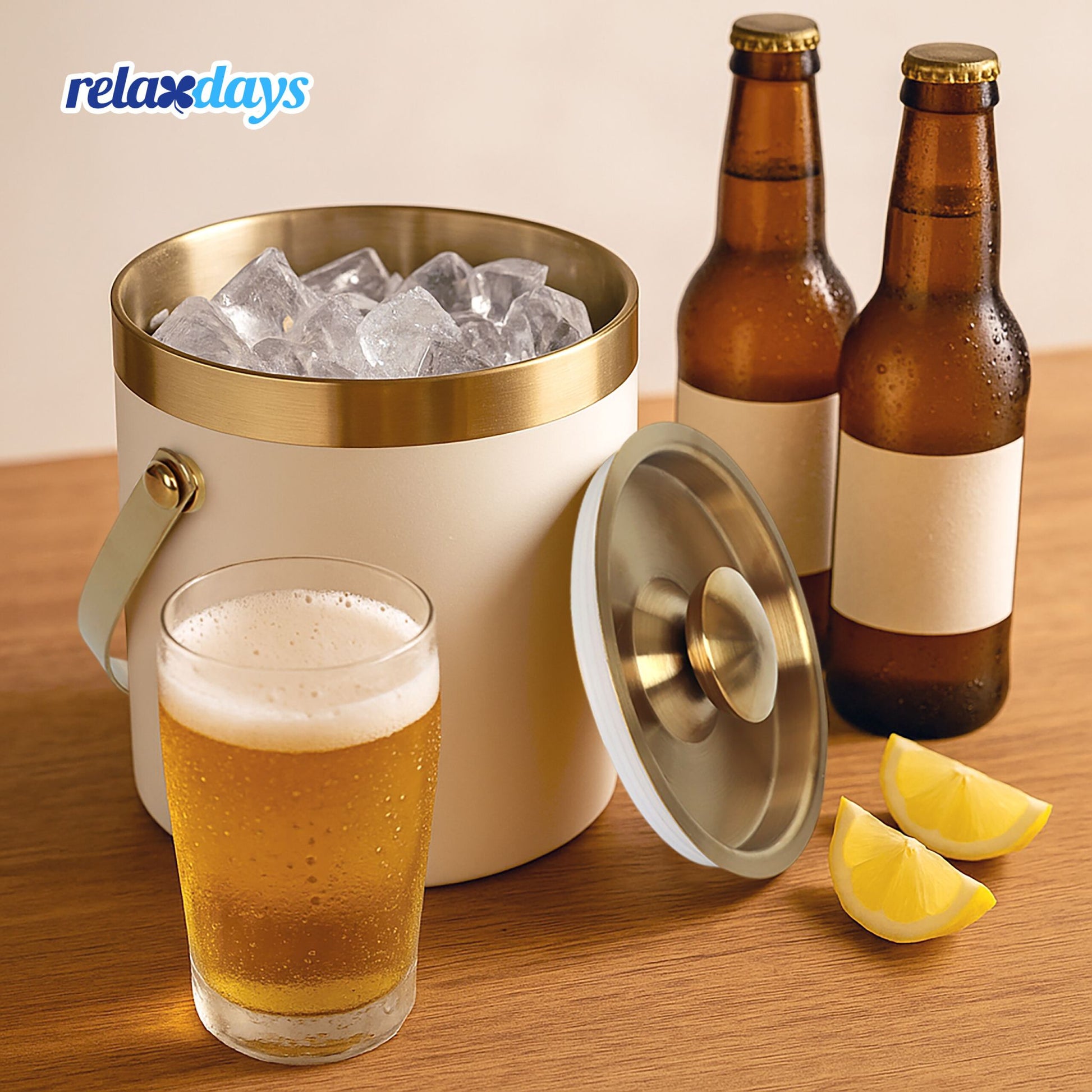 Eiswürfelbehälter mit Deckel Weiss-Gold von Relaxdays