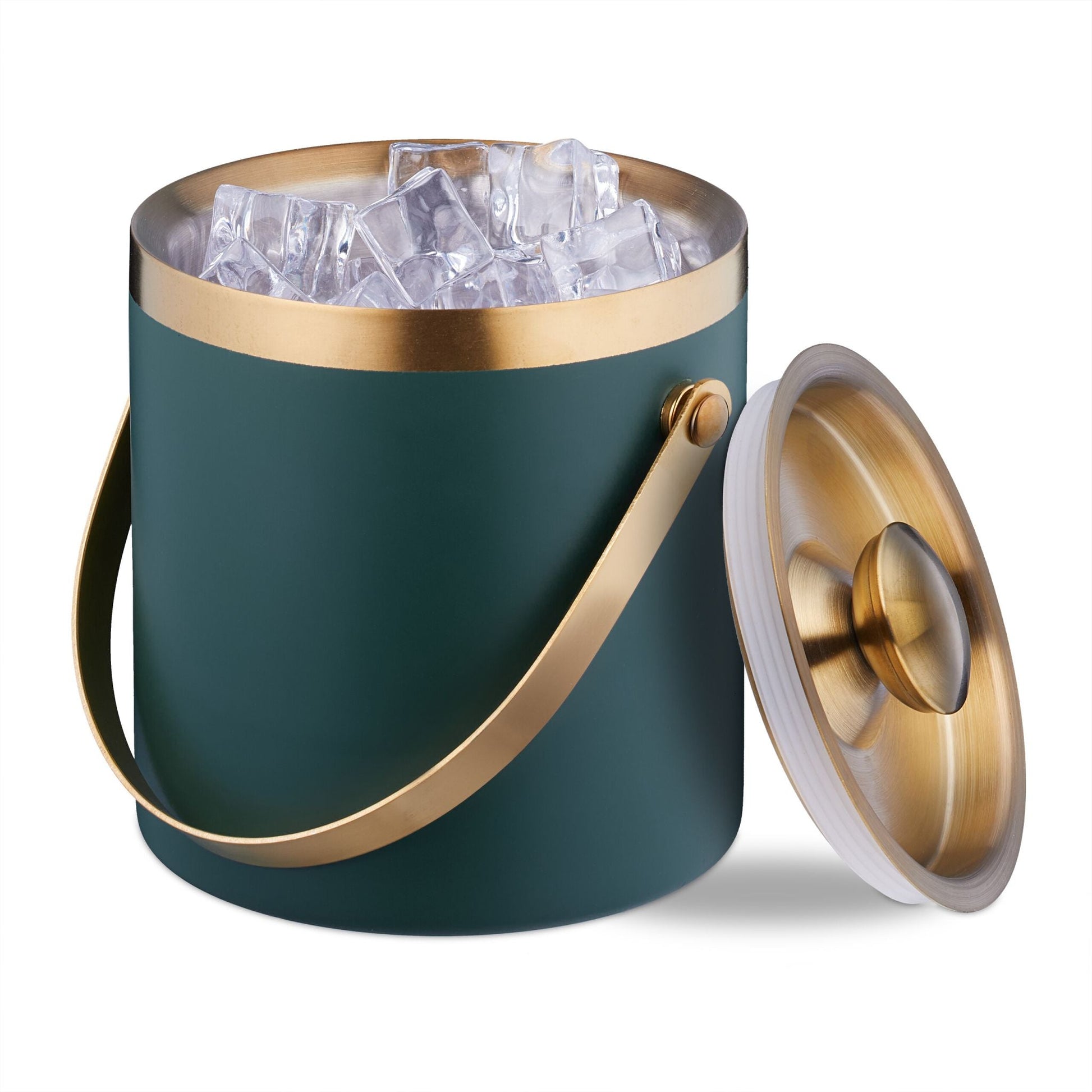 Eiswürfelbehälter mit Deckel Dunkelgrün-Gold von Relaxdays