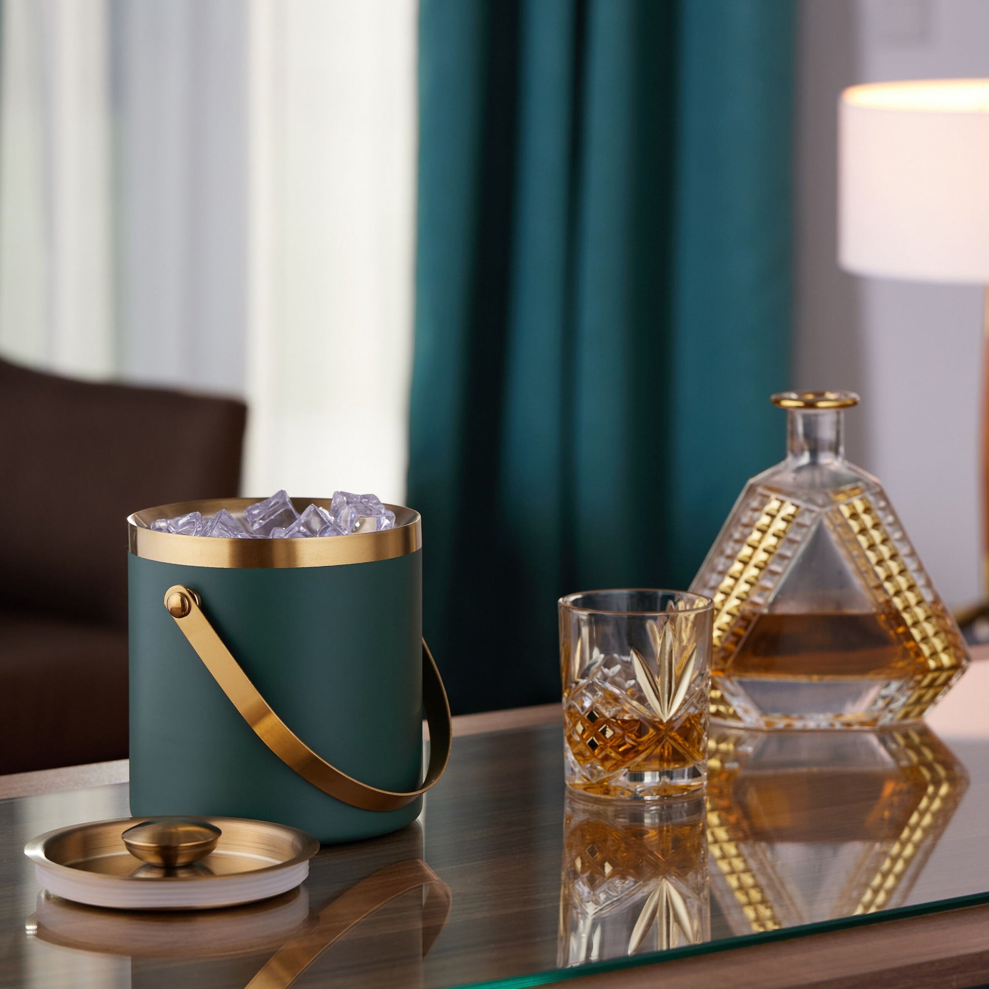 Eiswürfelbehälter mit Deckel Dunkelgrün-Gold von Relaxdays