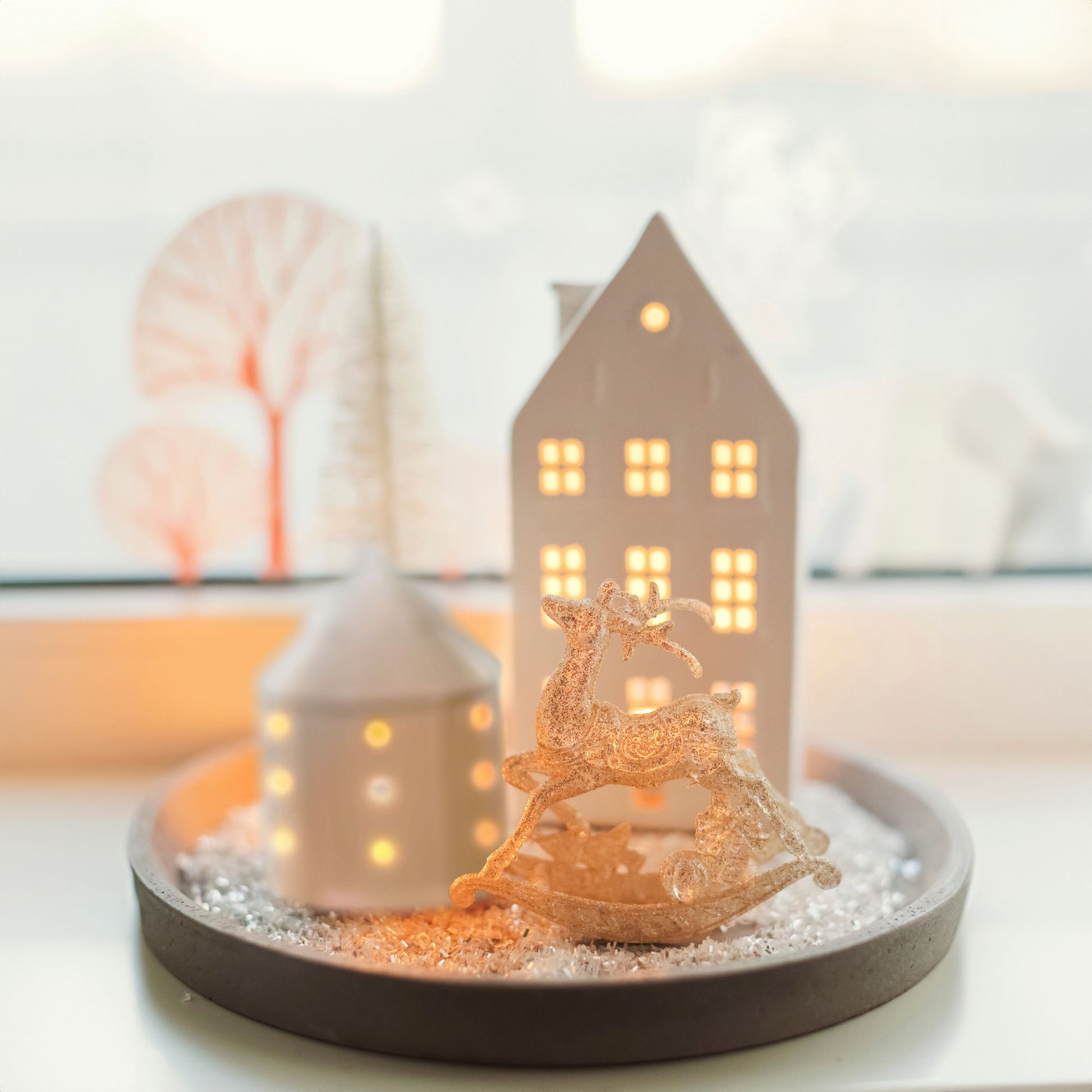 Teelichthaus Turm Keramik Weiss von Relaxdays