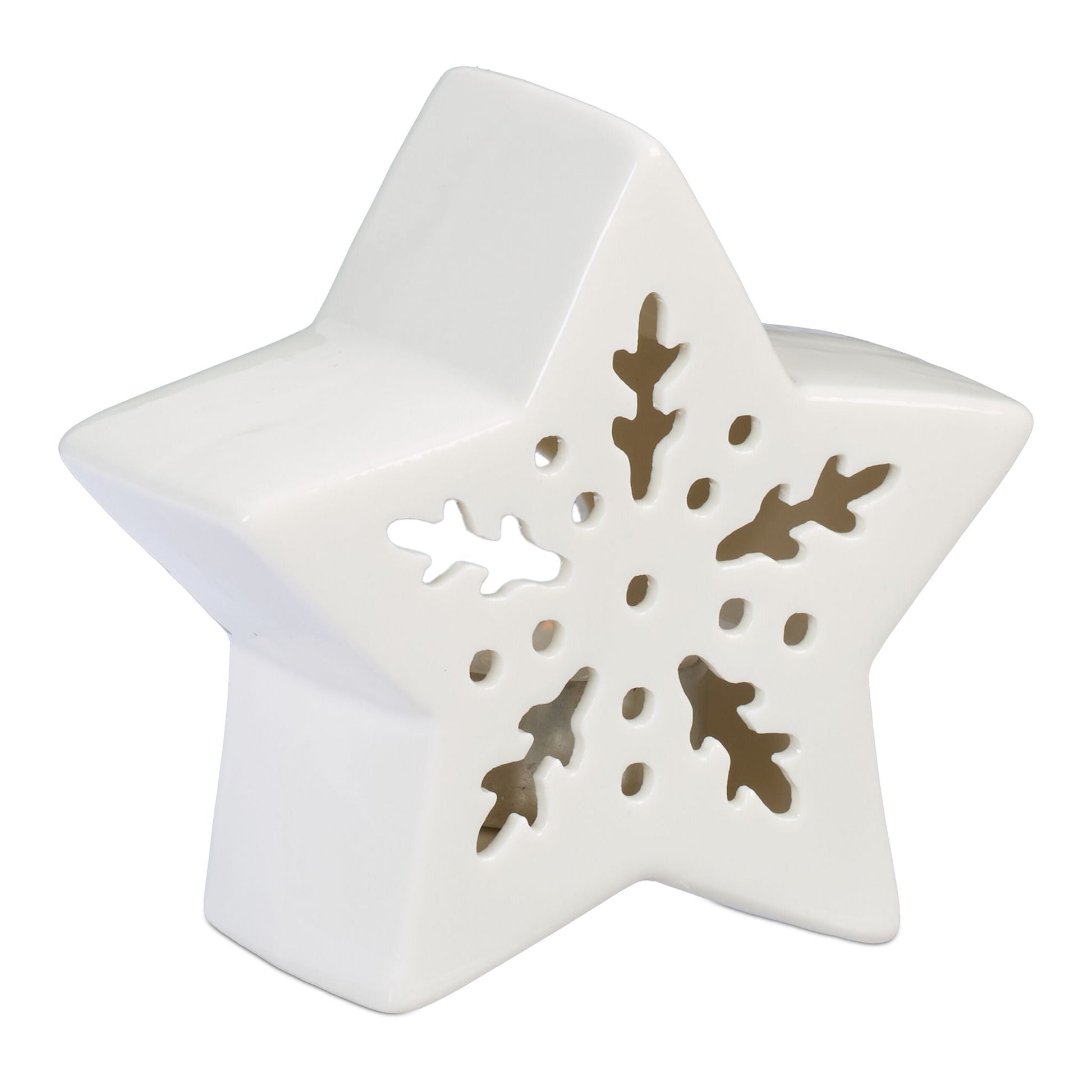 Teelichthalter Keramik in Sternform Weiss von Relaxdays