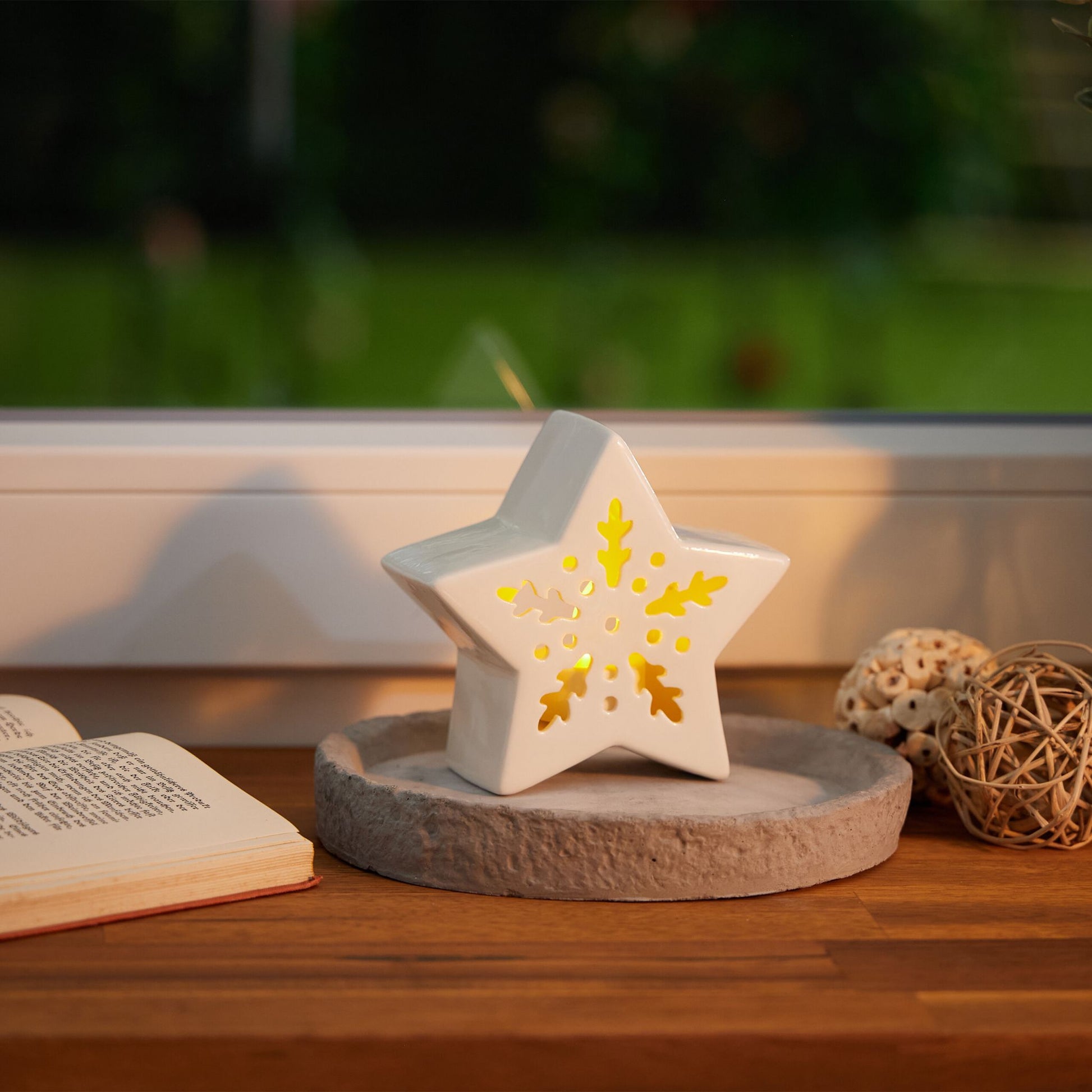 Teelichthalter Keramik in Sternform Weiss von Relaxdays
