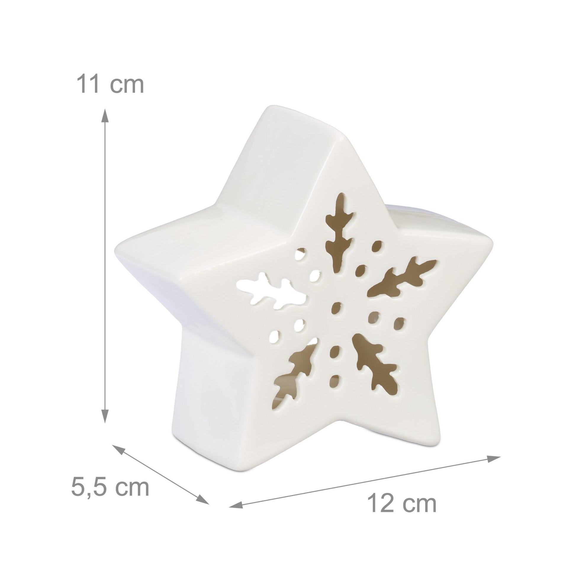 Teelichthalter Keramik in Sternform Weiss von Relaxdays