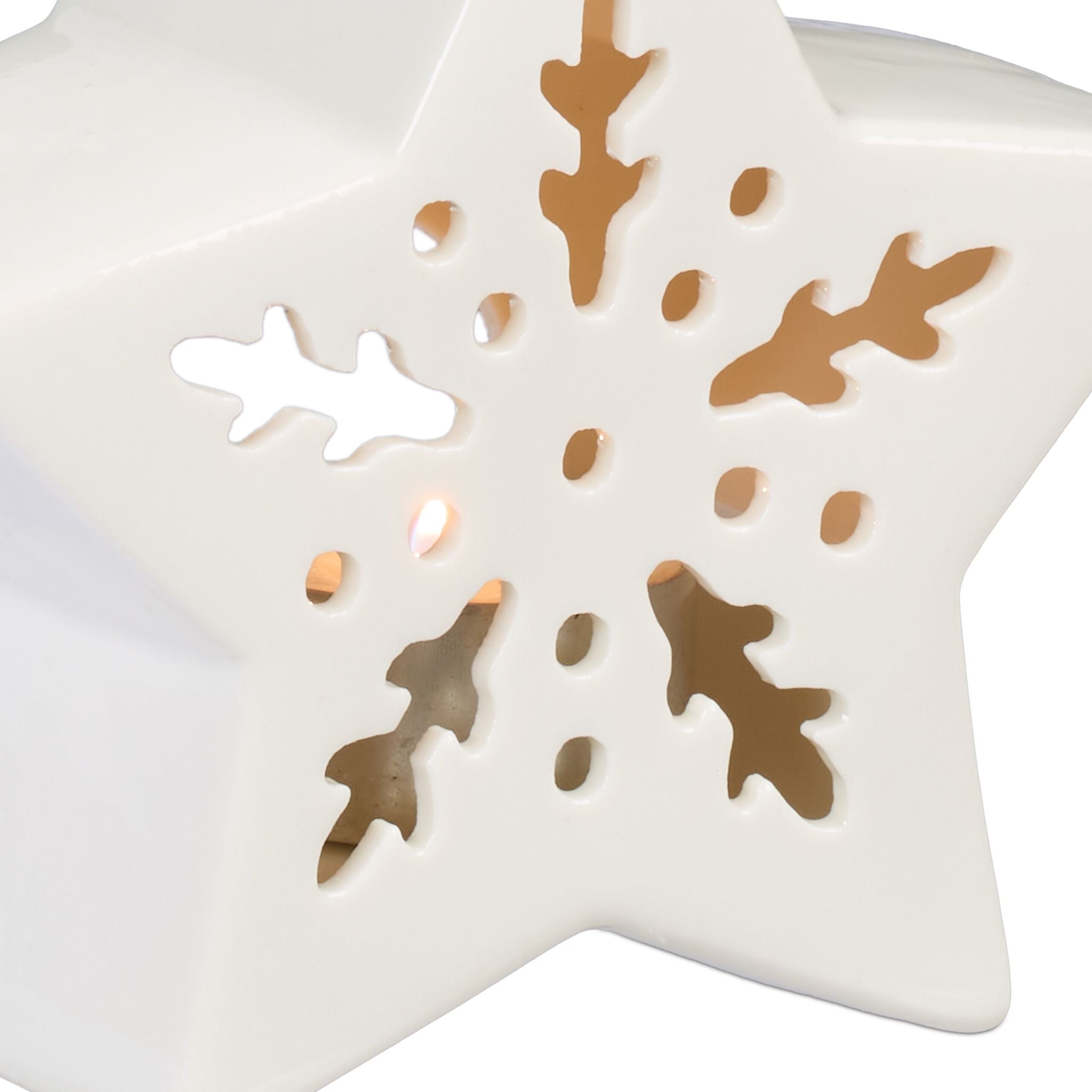 Teelichthalter Keramik in Sternform Weiss von Relaxdays