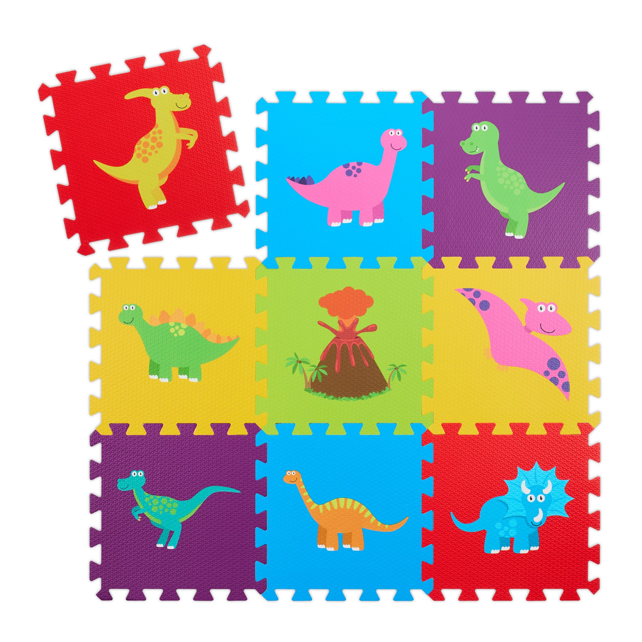 Puzzlematte Dinosaurier bunt Gelb-Lila-Rot von Relaxdays