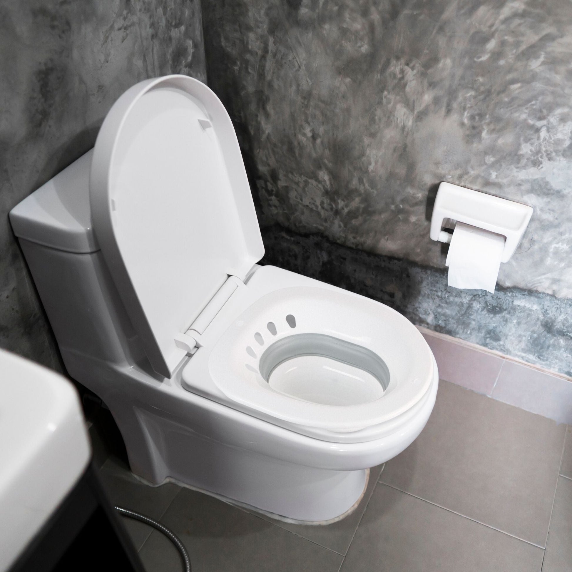 Faltbares Sitzbad für die Toilette Weiss-Grau von Relaxdays