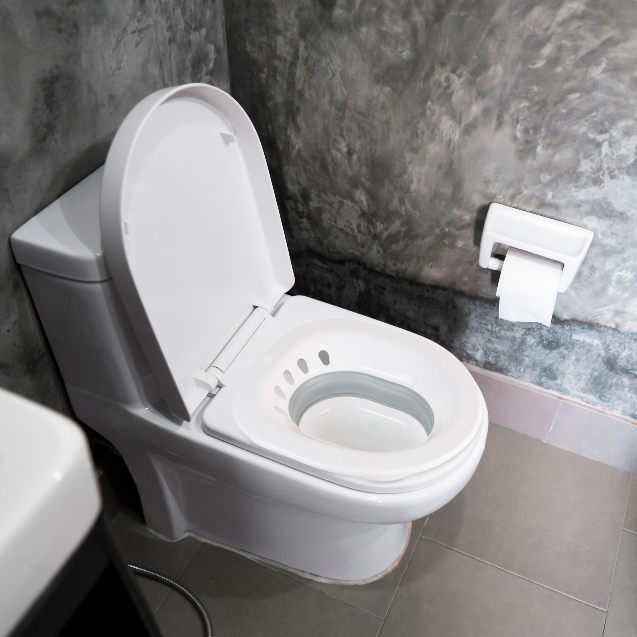 Faltbares Sitzbad für die Toilette Weiss-Grau von Relaxdays