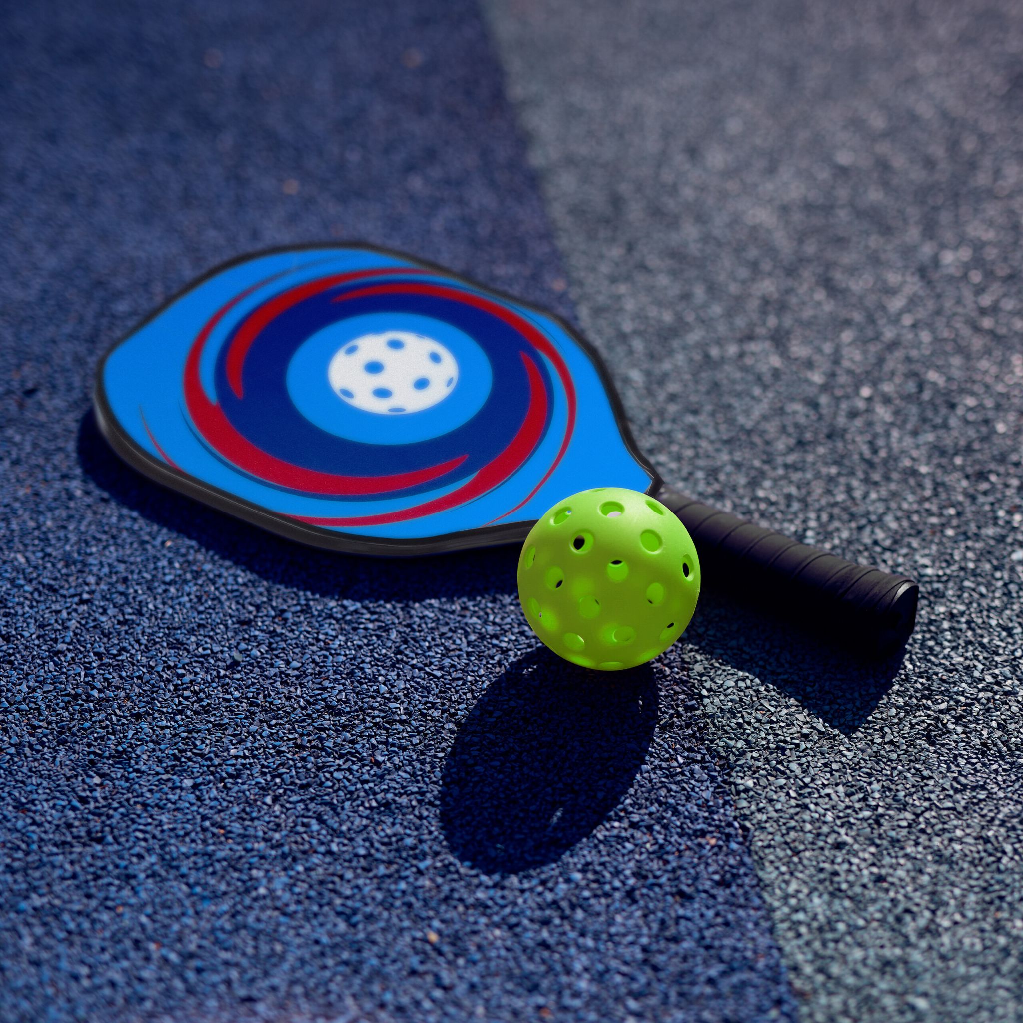 Pickleball Set 4 Schläger & 8 Bälle Blau-Grün-Schwarz von Relaxdays