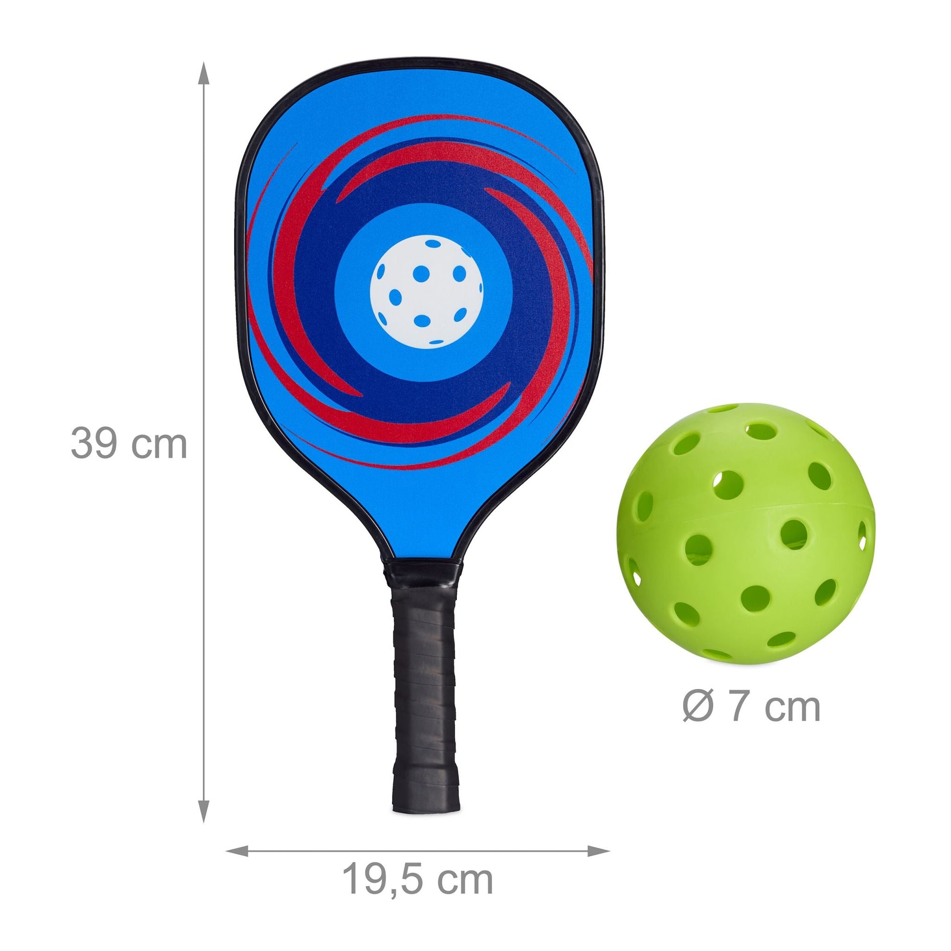 Pickleball Set 4 Schläger & 8 Bälle Blau-Grün-Schwarz von Relaxdays