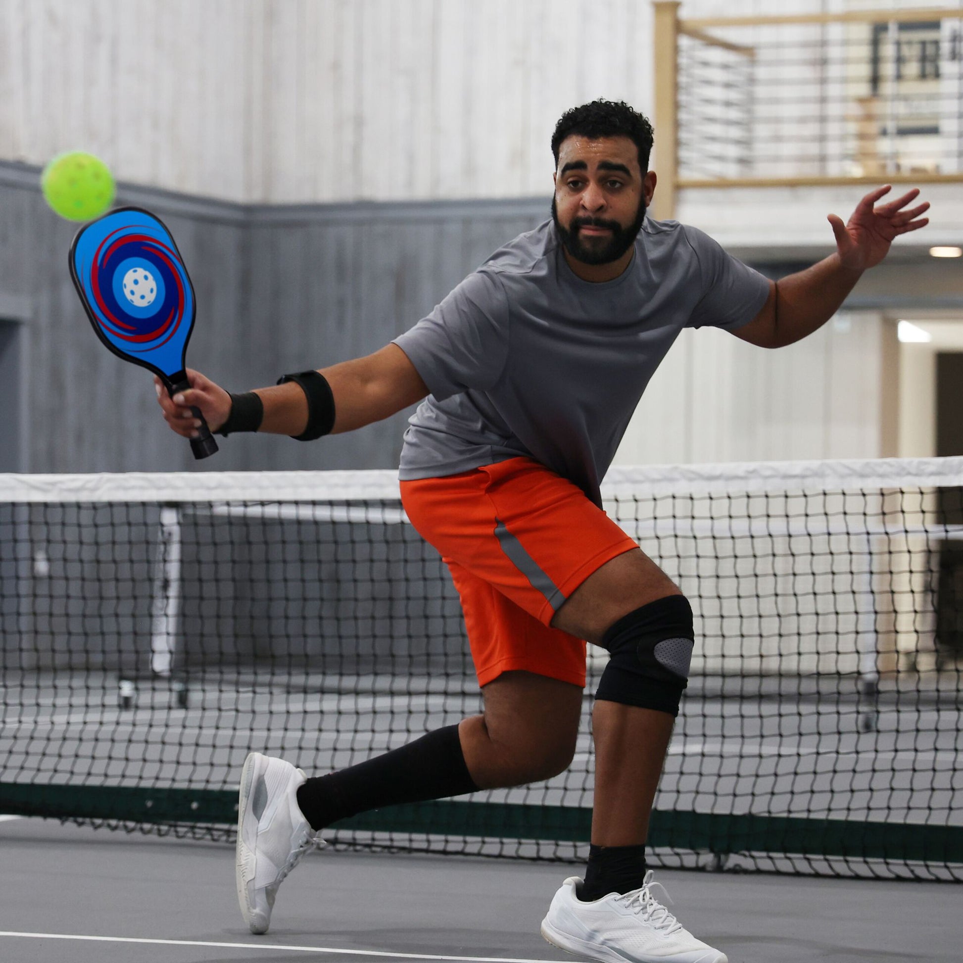 Pickleball Set 4 Schläger & 8 Bälle Blau-Grün-Schwarz von Relaxdays