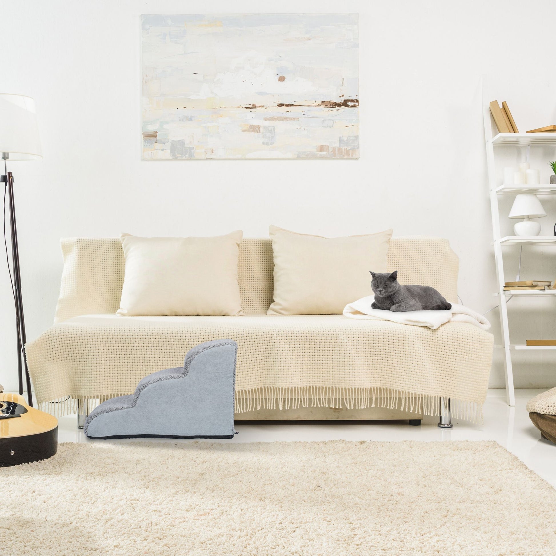 Hundetreppe mit 3 Stufen Grau von Relaxdays
