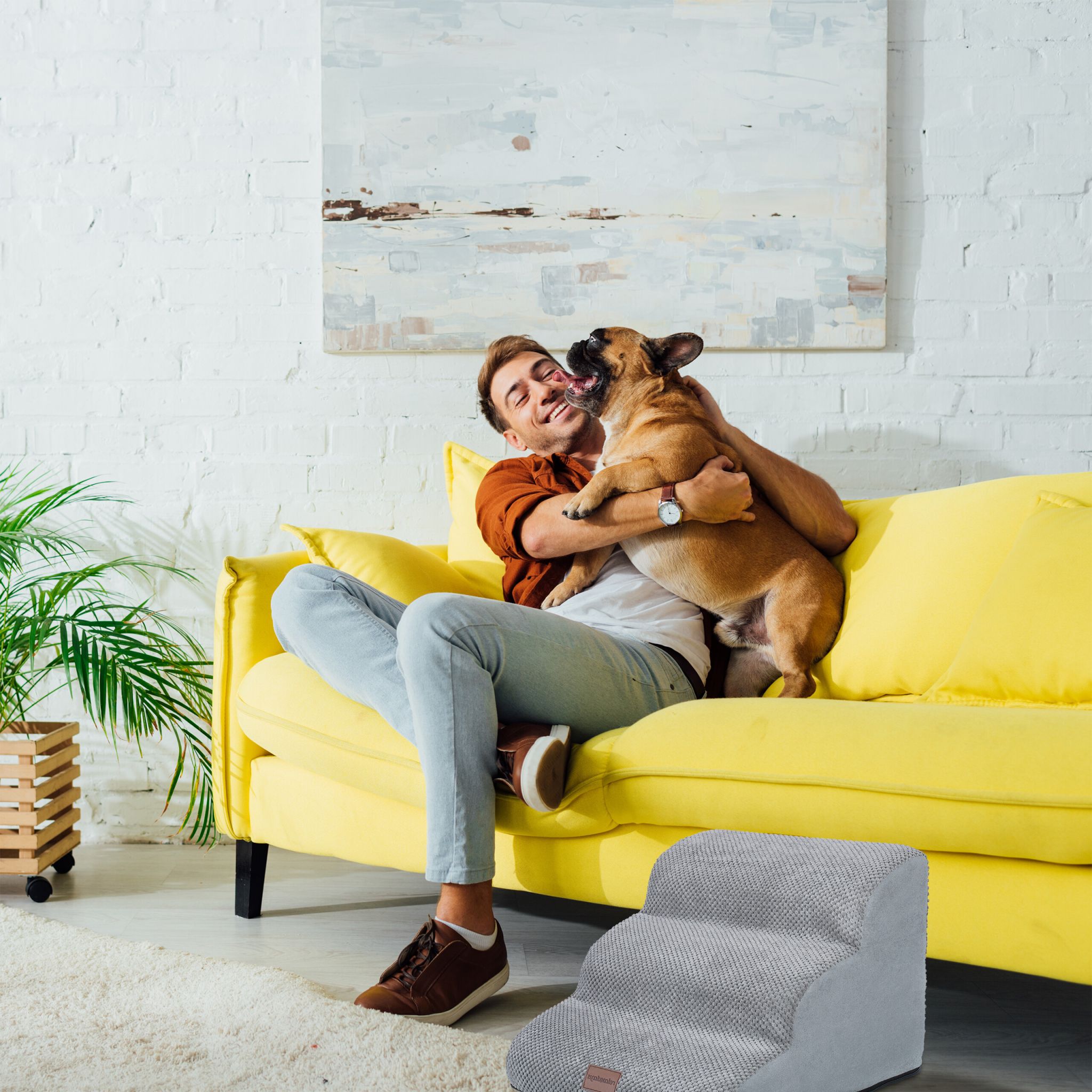 Hundetreppe mit 3 Stufen Grau von Relaxdays