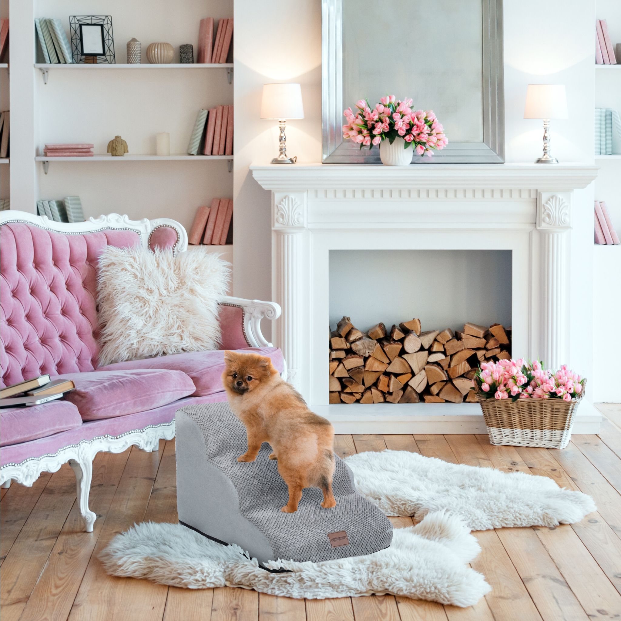 Hundetreppe mit 3 Stufen Grau von Relaxdays