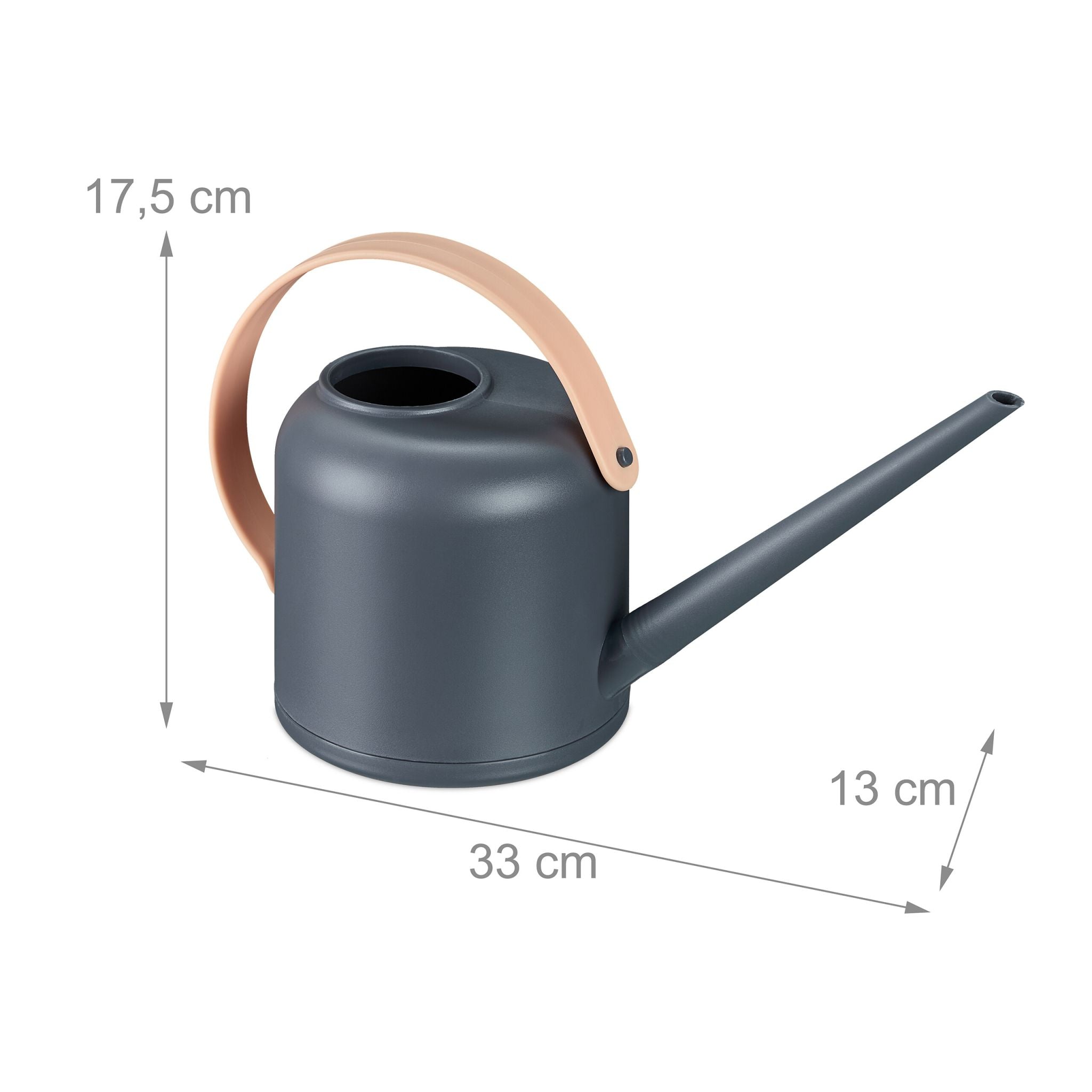 Giesskanne Zimmerpflanzen 1,7 Liter Anthrazit-Hellbraun von Relaxdays