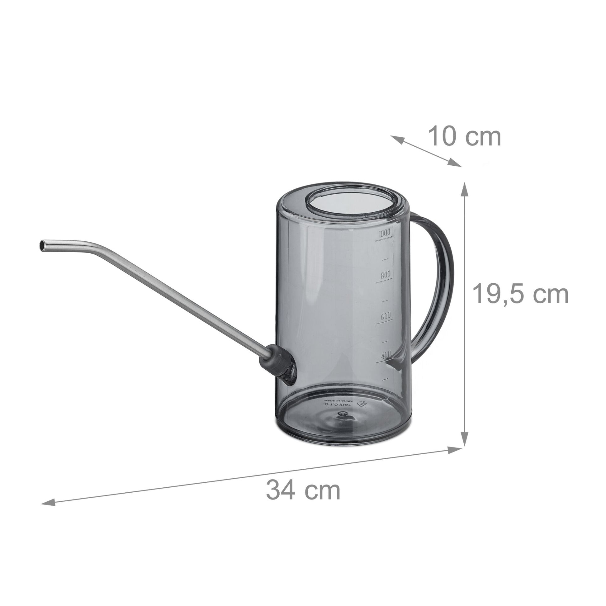 Giesskanne Zimmerpflanzen 1 Liter Schwarz-Silber-Grau von Relaxdays