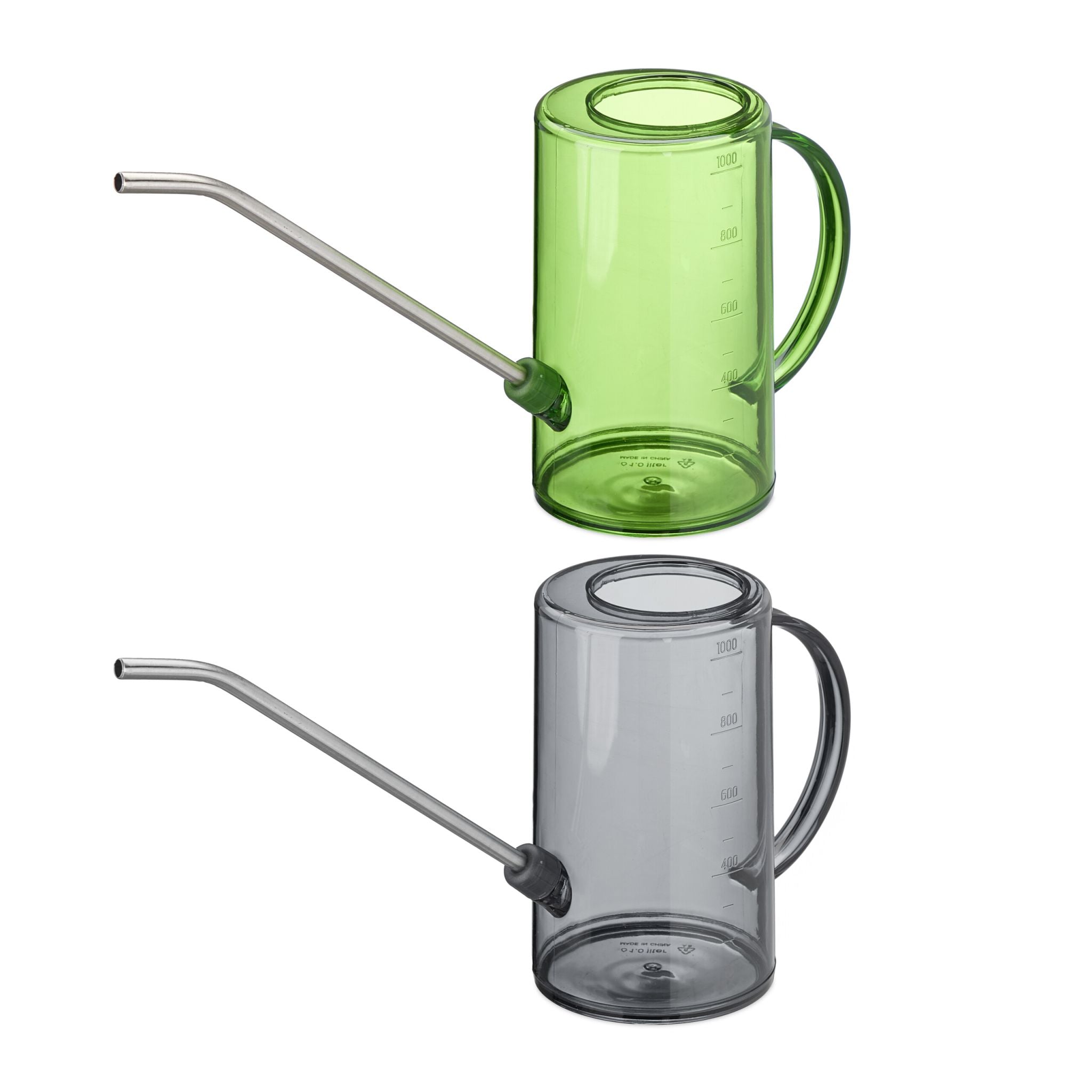 Giesskanne Zimmerpflanzen 1 Liter 2er-Set Grün-Silber-Grau von Relaxdays