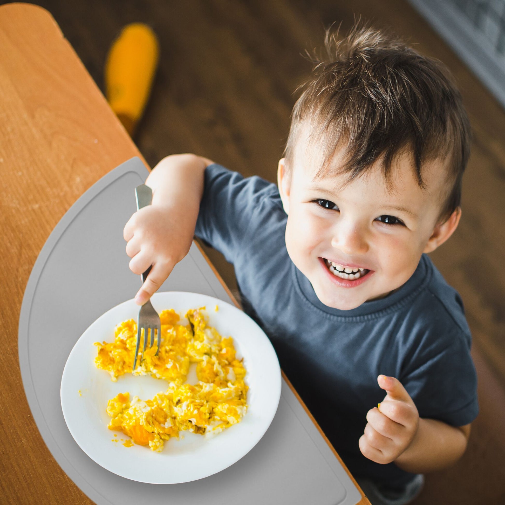 Platzdeckchen Kinder in Halbkreisform Grau von Relaxdays