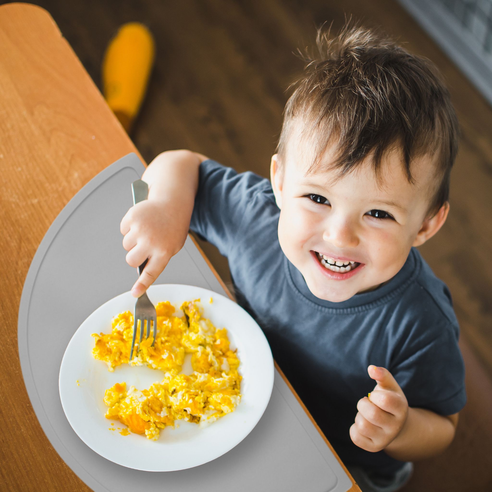 Platzdeckchen Kinder in Halbkreisform Grau von Relaxdays