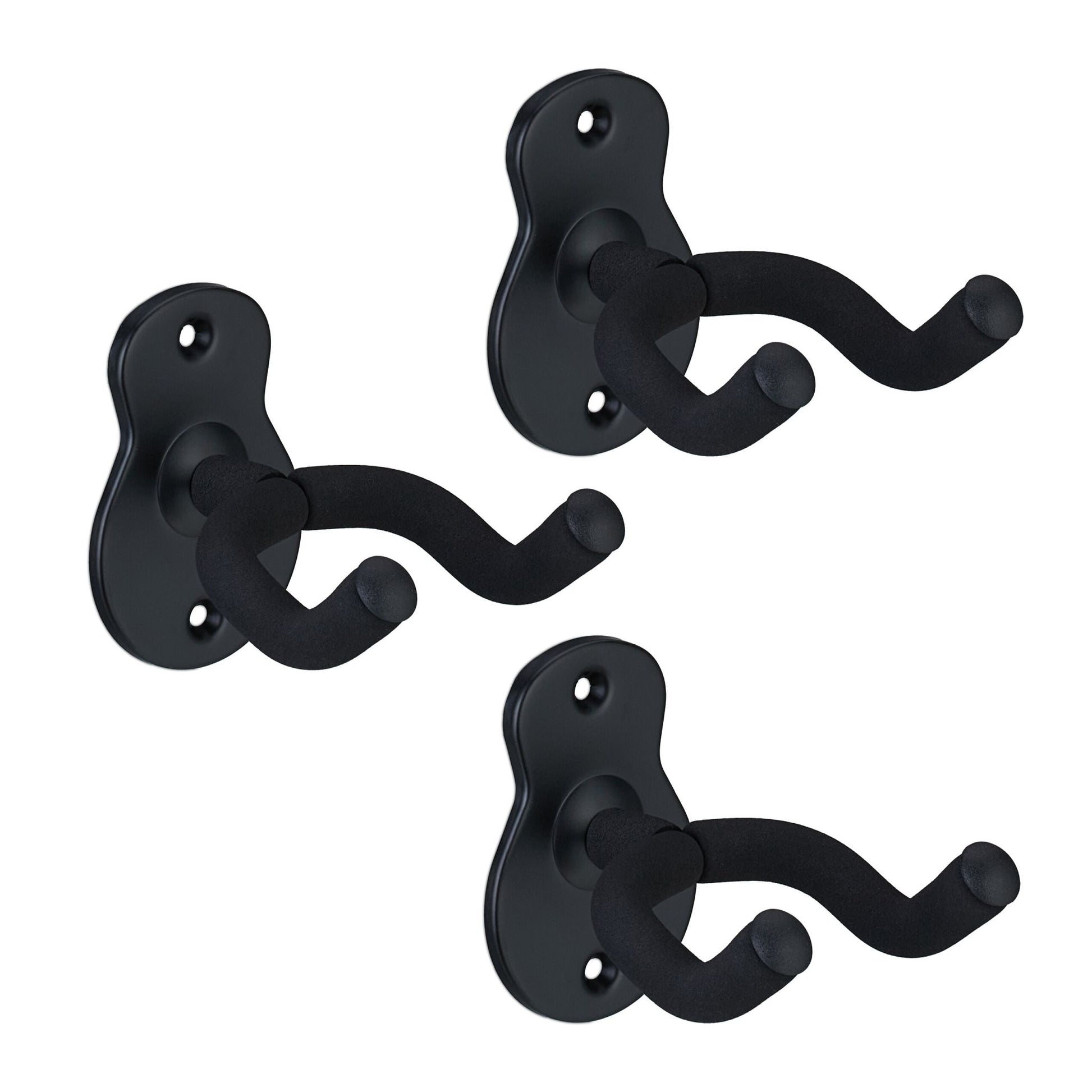 Gitarrenhalter für die Wand 3er-Set Schwarz von Relaxdays