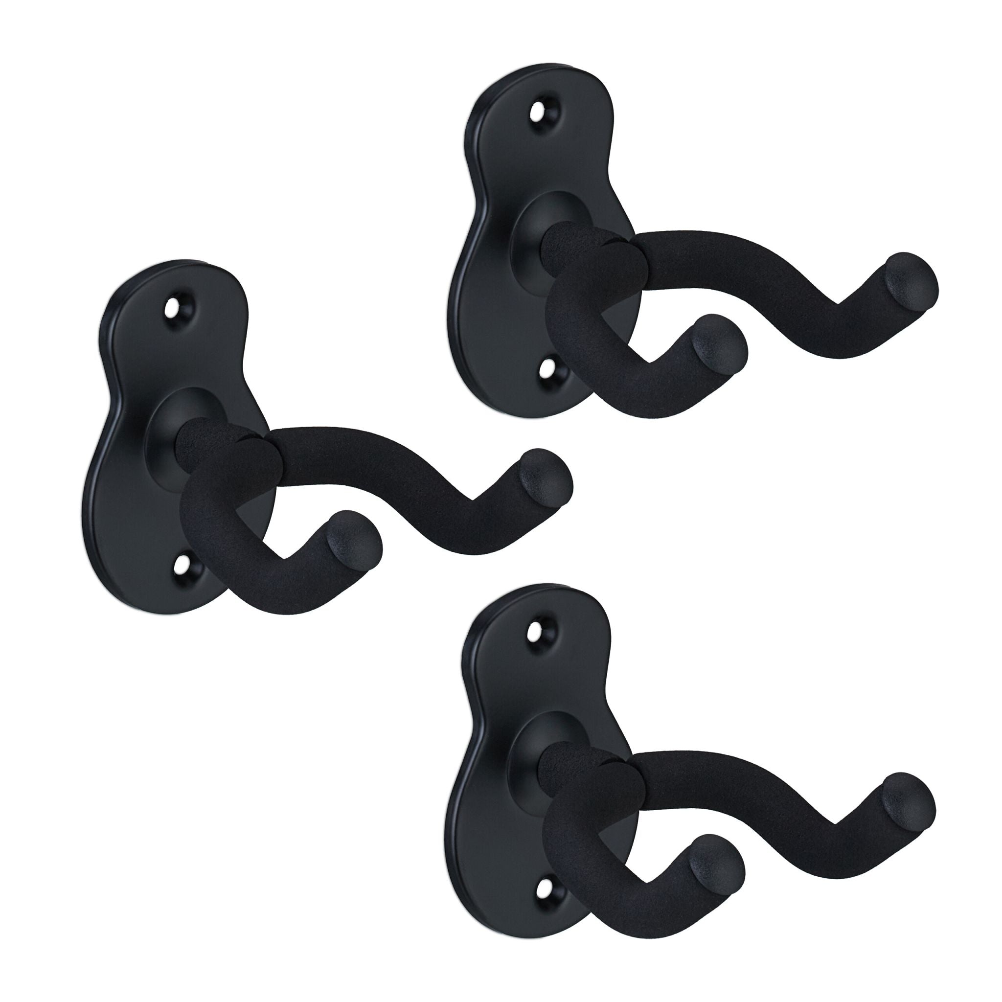 Gitarrenhalter für die Wand 3er-Set Schwarz von Relaxdays