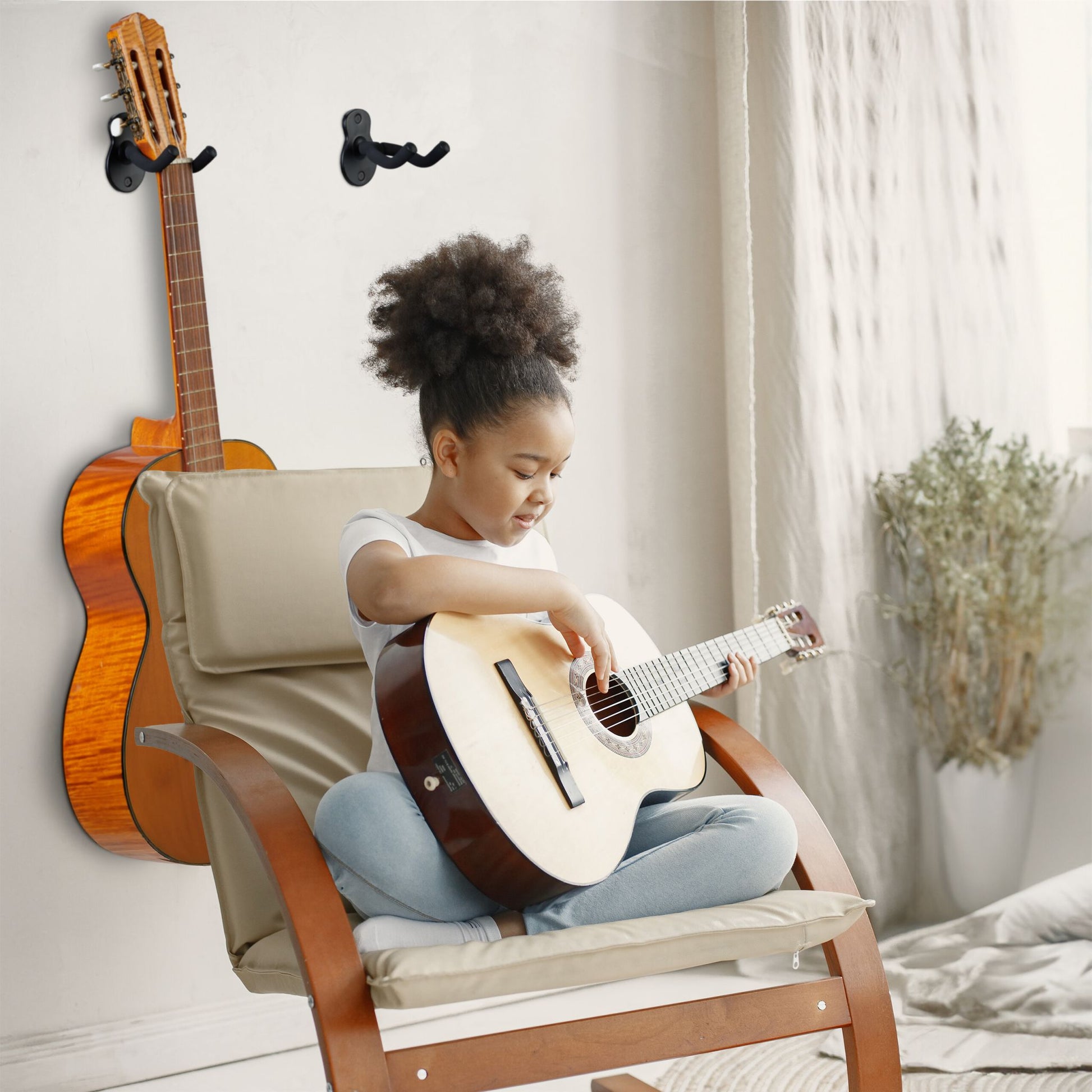 Gitarrenhalter für die Wand 3er-Set Schwarz von Relaxdays