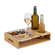 Couchbar mit Edelstahlschale Hellbraun-Silber von Relaxdays