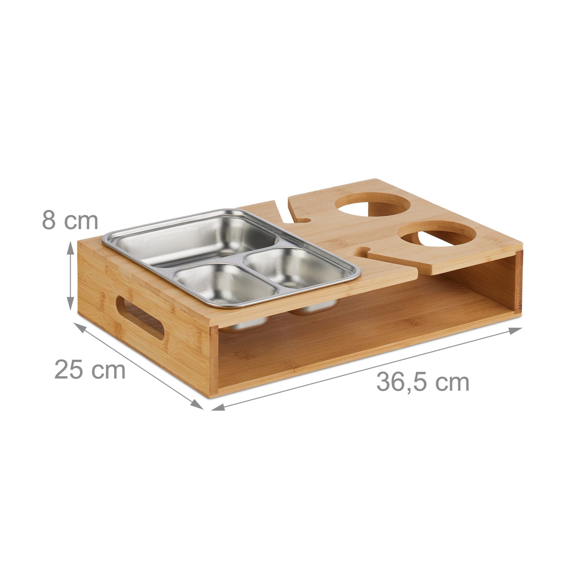 Couchbar mit Edelstahlschale Hellbraun-Silber von Relaxdays