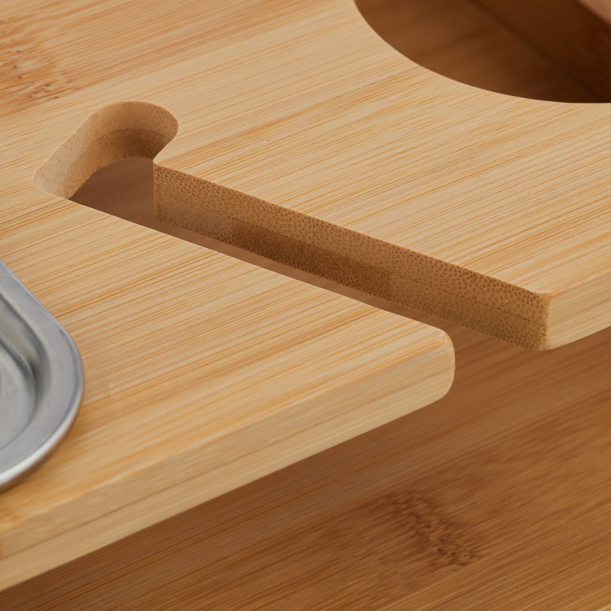 Couchbar mit Edelstahlschale Hellbraun-Silber von Relaxdays