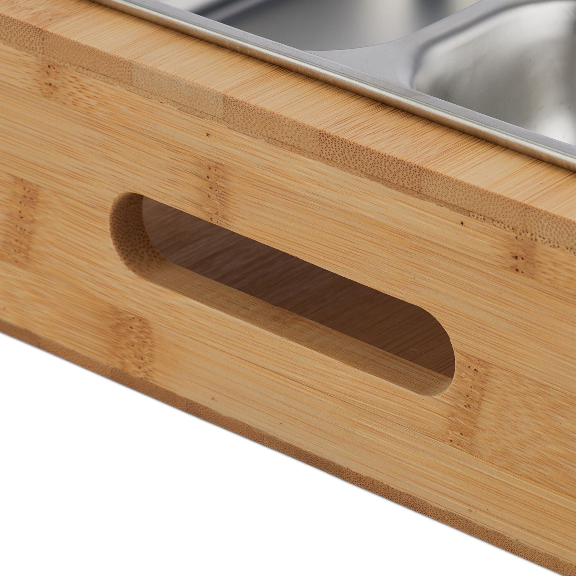 Couchbar mit Edelstahlschale Hellbraun-Silber von Relaxdays