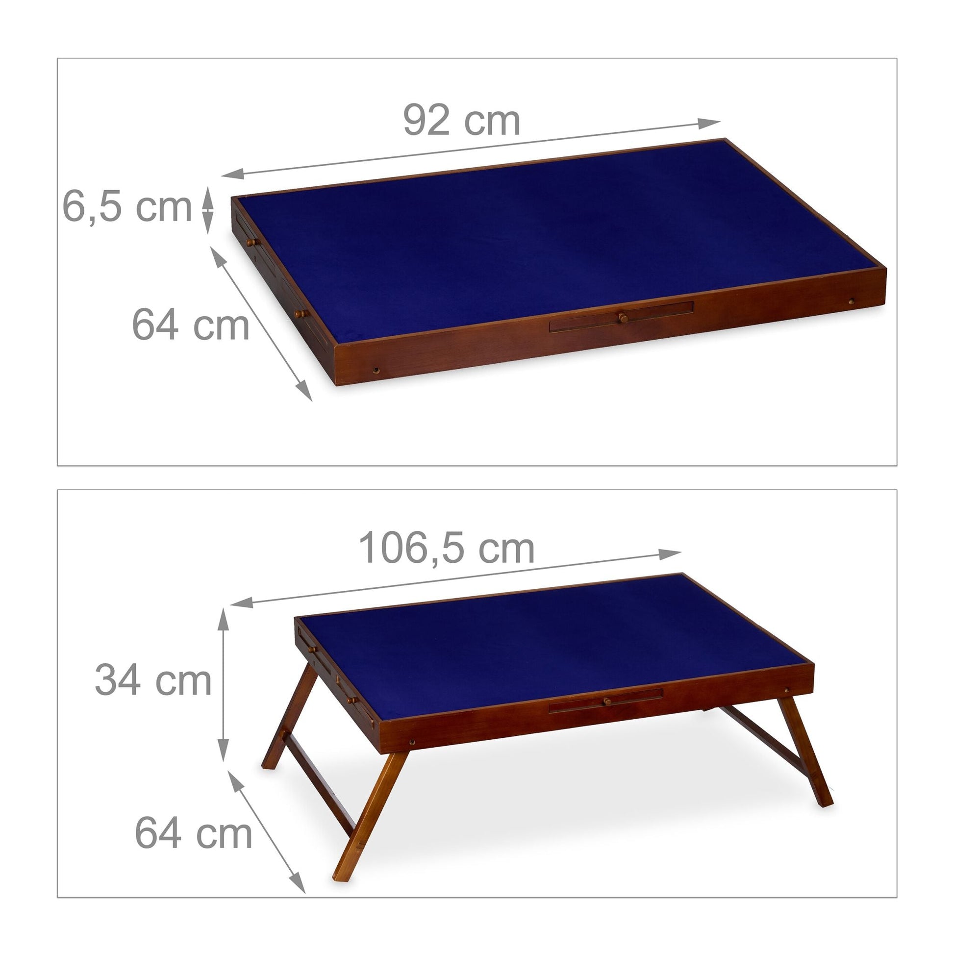 Puzzletisch mit 6 Schubladen Braun-Creme-Dunkelblau von Relaxdays
