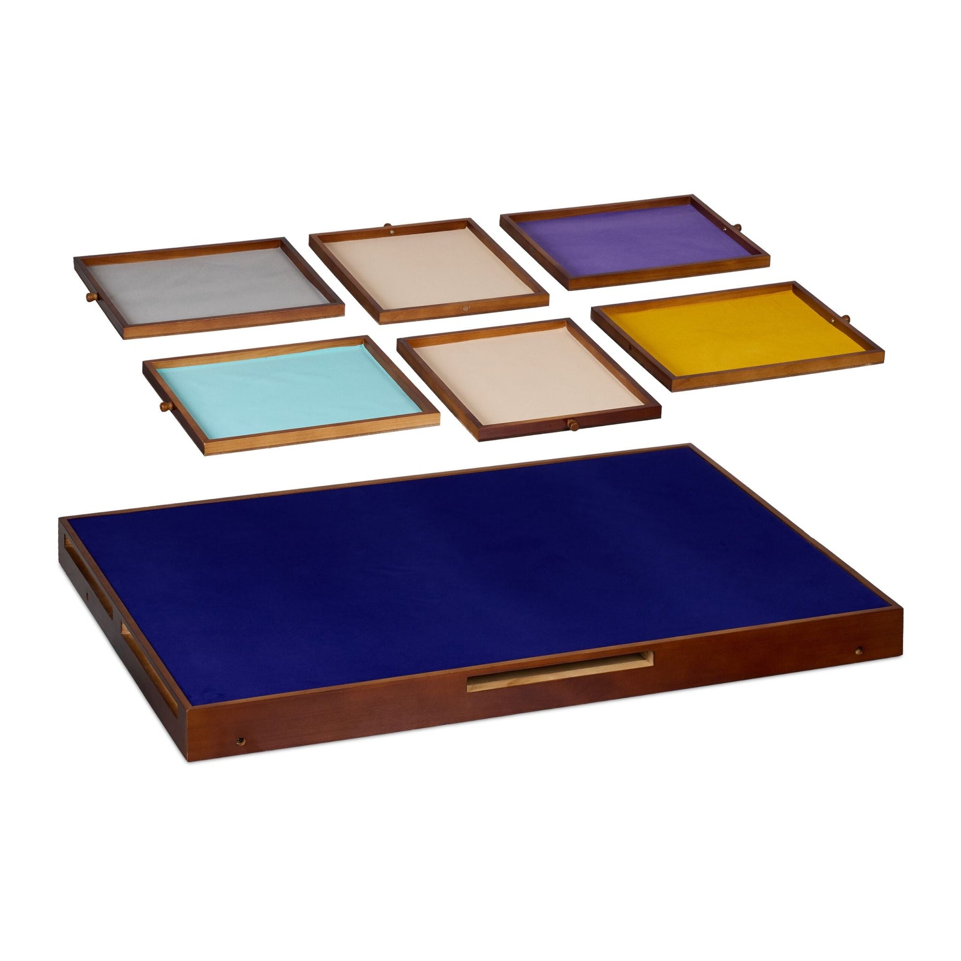 Puzzletisch mit 6 Schubladen Braun-Creme-Dunkelblau von Relaxdays