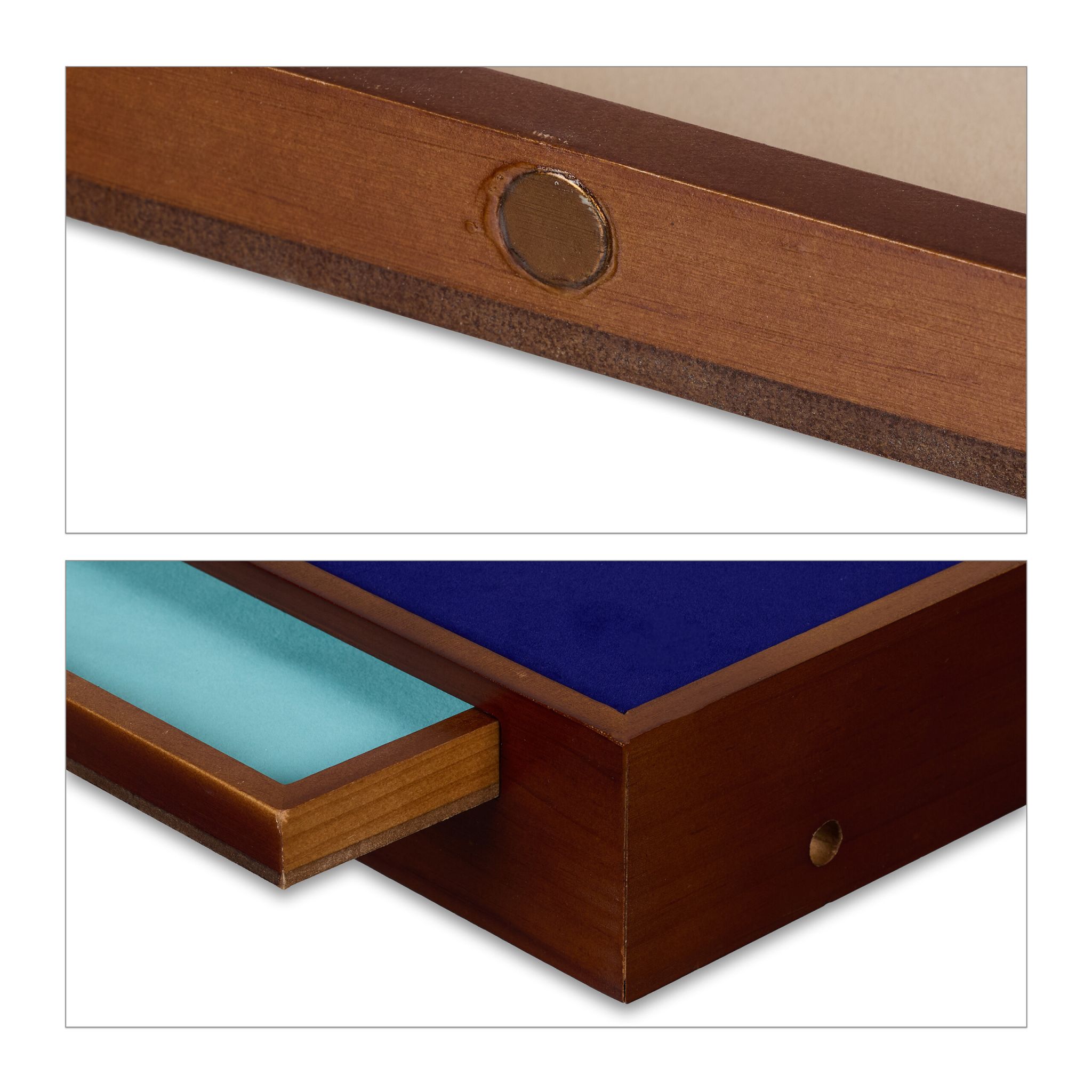Puzzletisch mit 6 Schubladen Braun-Creme-Dunkelblau von Relaxdays