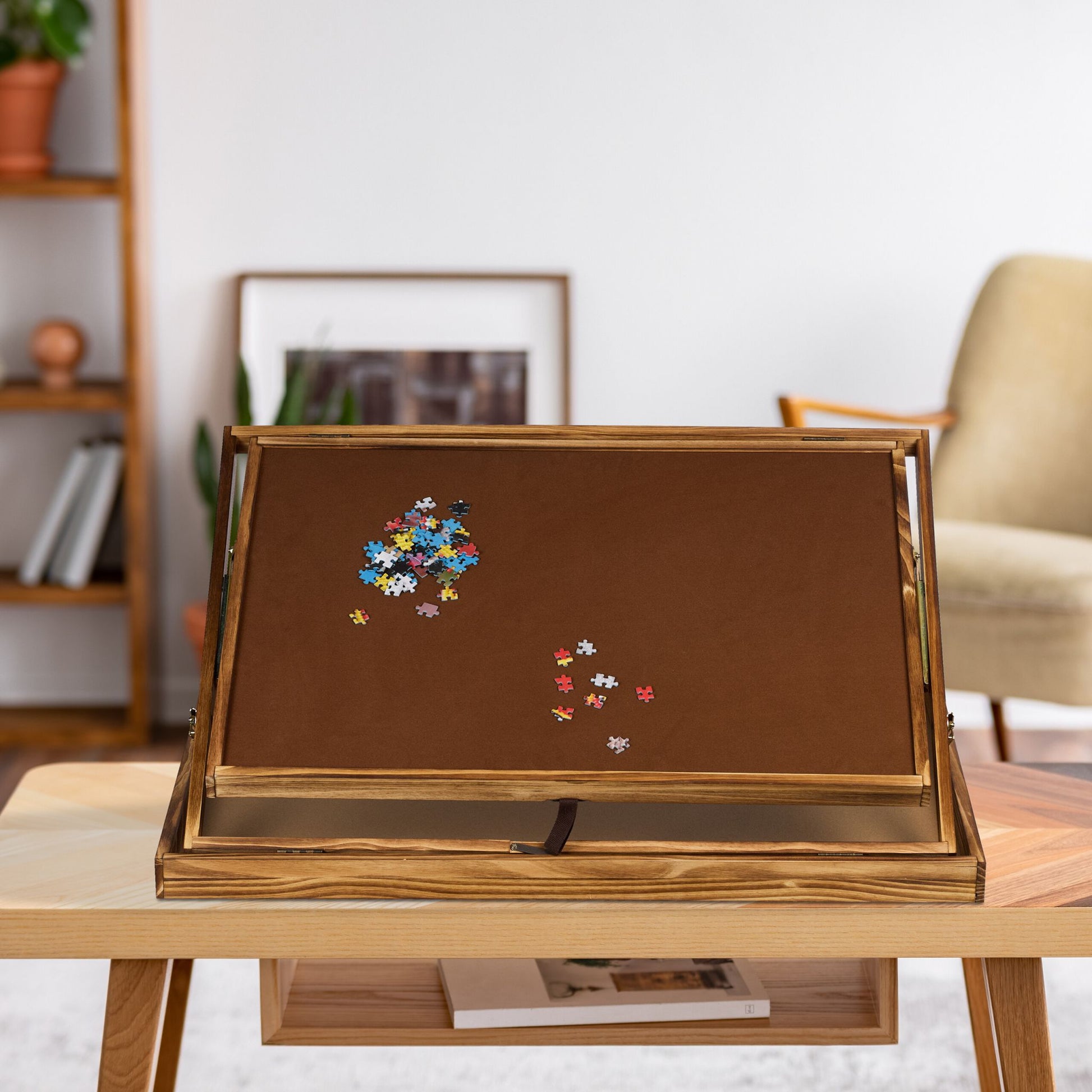 Puzzletisch Braun-Hellbraun von Relaxdays