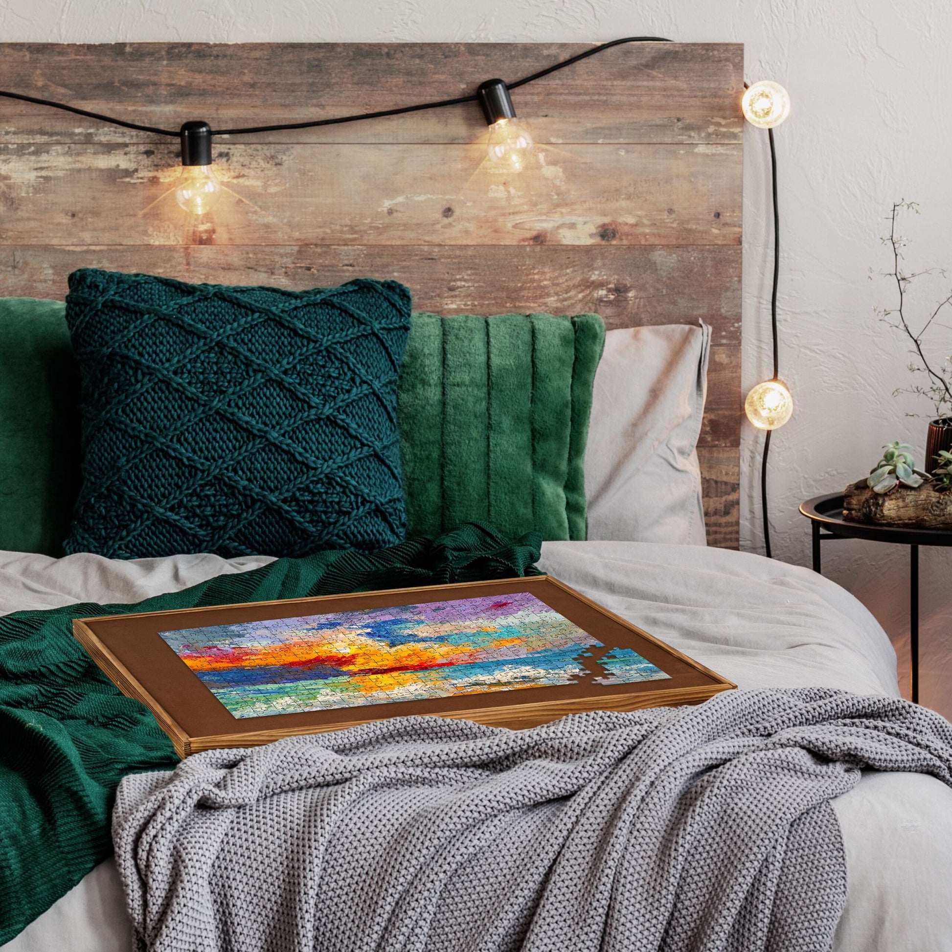 Puzzletisch Braun-Hellbraun von Relaxdays