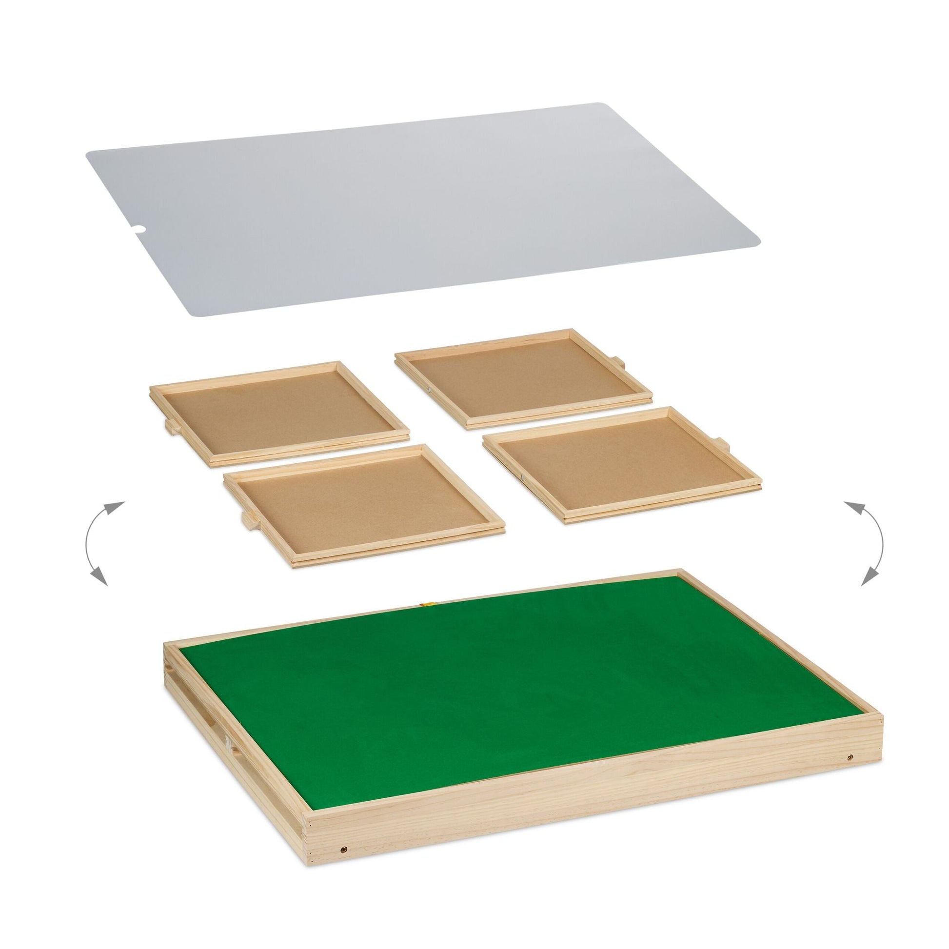 Puzzletisch mit 4 Schubladen Gelb-Grün-Hellbraun von Relaxdays