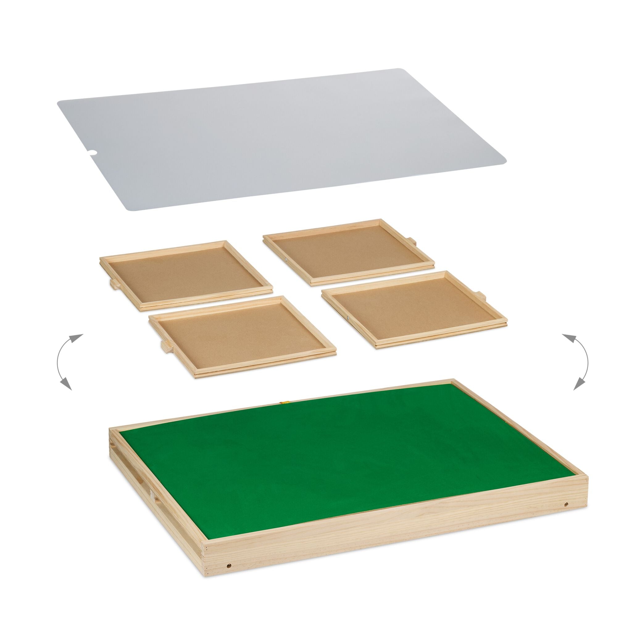 Puzzletisch mit 4 Schubladen Gelb-Grün-Hellbraun von Relaxdays