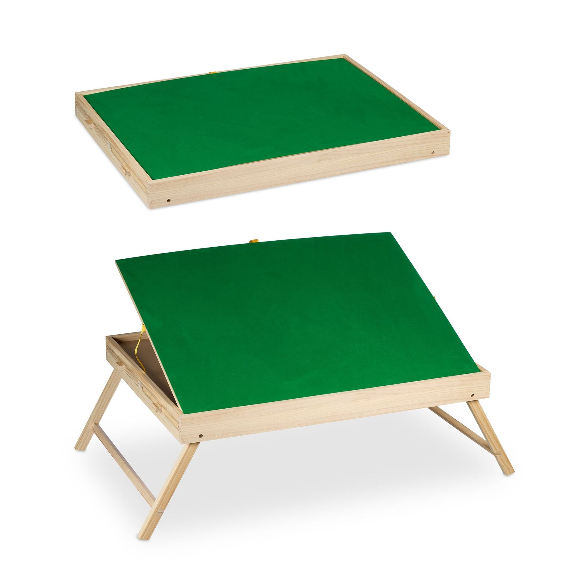 Puzzletisch mit 4 Schubladen Gelb-Grün-Hellbraun von Relaxdays