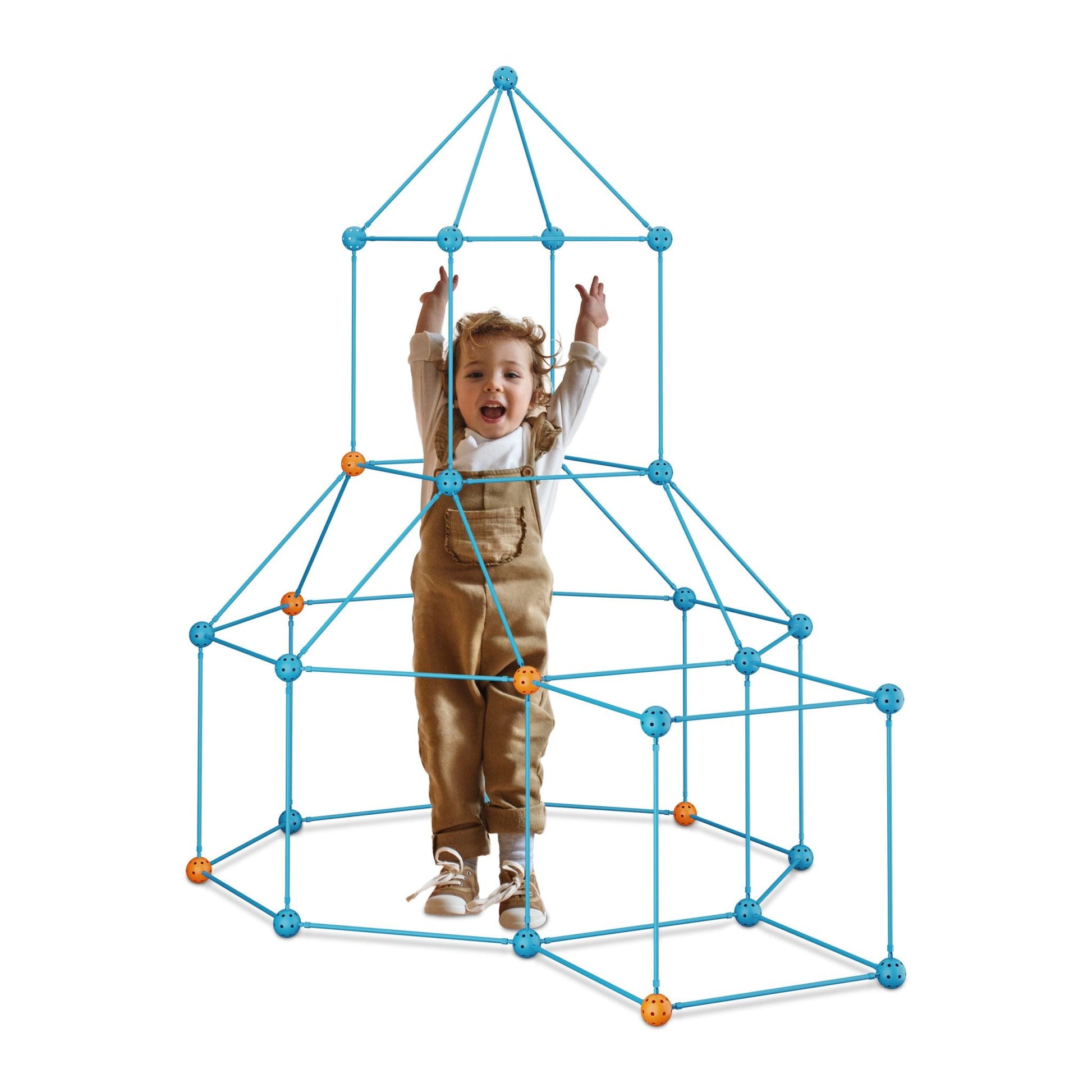 DIY Konstruktionsspielzeug Höhle bauen Blau-Orange-Türkis von Relaxdays