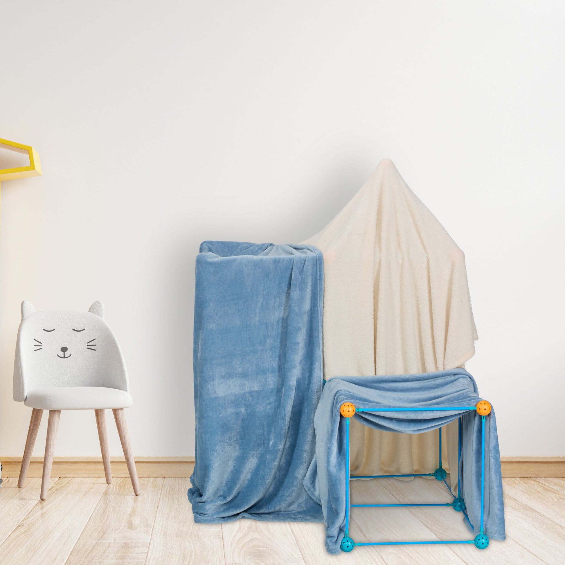 DIY Konstruktionsspielzeug Höhle bauen Blau-Orange-Türkis von Relaxdays