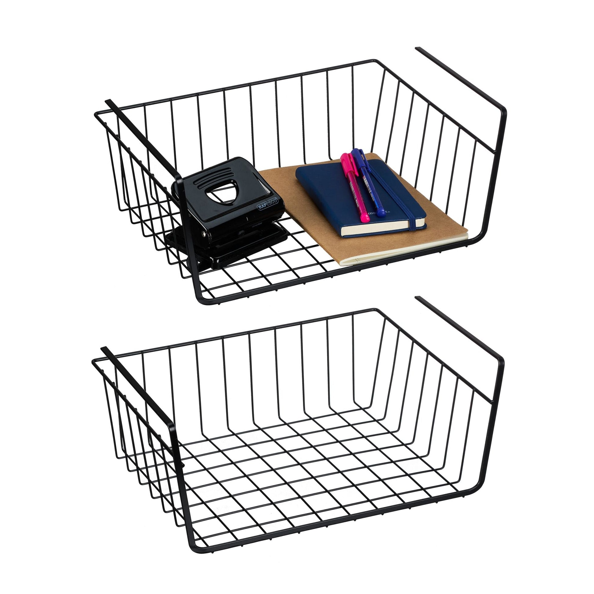 Unterregalhängekorb 2er-Set Schwarz von Relaxdays
