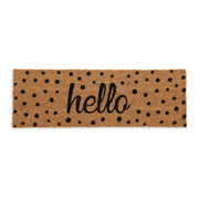 Kokos Fussmatte Hello mit Punkten Hellbraun-Schwarz von Relaxdays